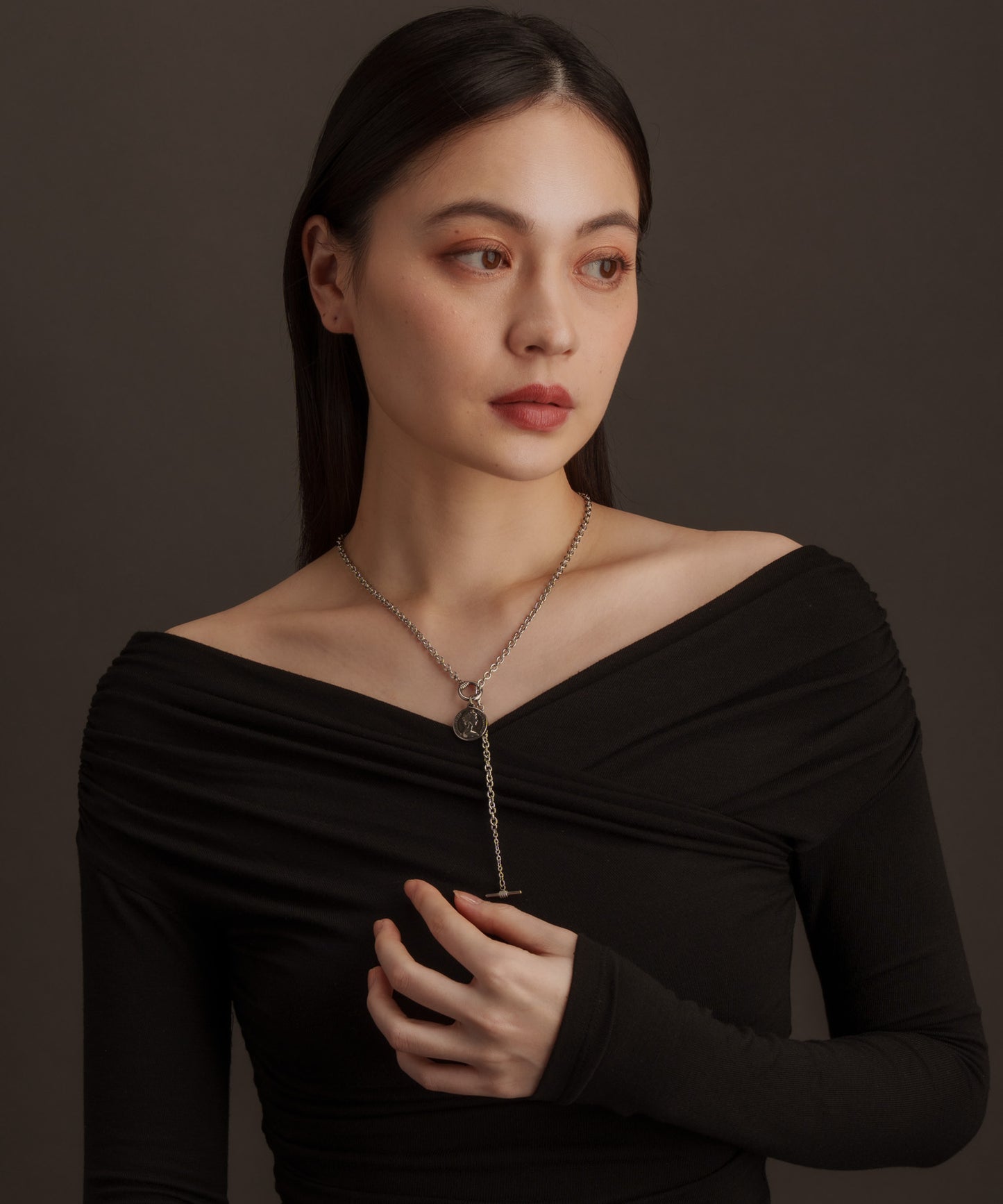 コインモチーフY字ネックレス【Silver】