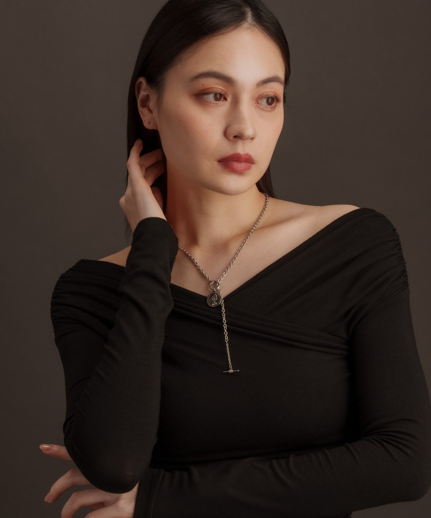 コインモチーフY字ネックレス【Silver】