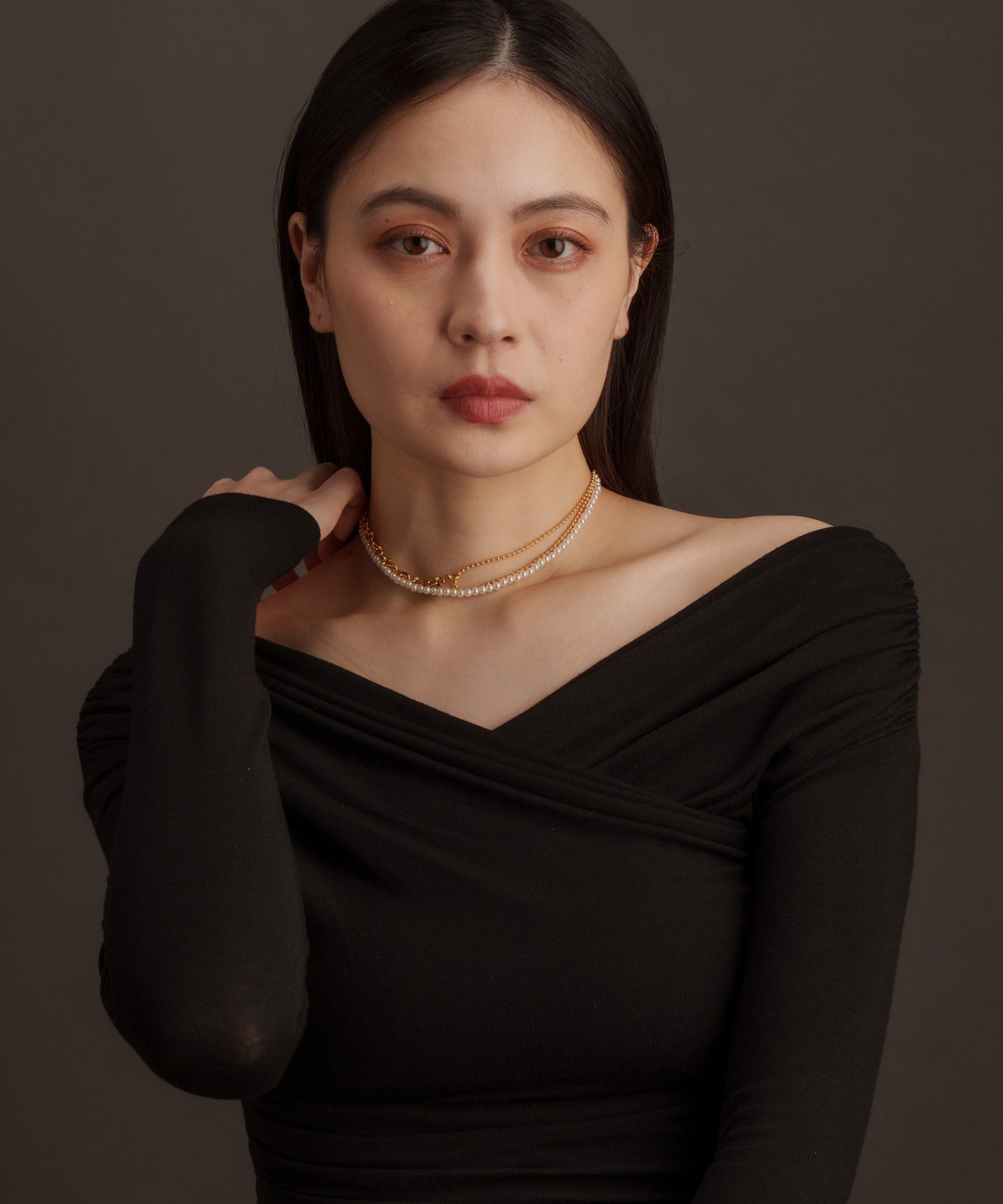 マテリアルMIX2連ネックレス【Gold】