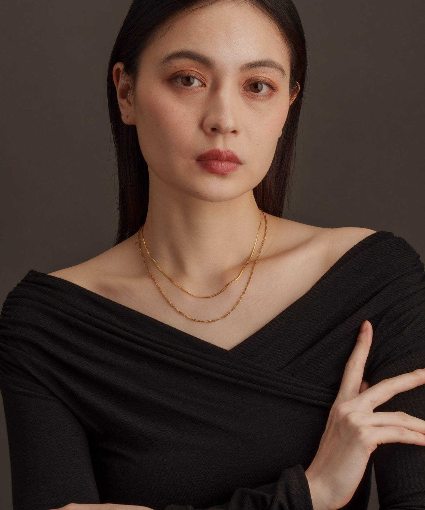 スネークツイスト2連ネックレス【Gold】