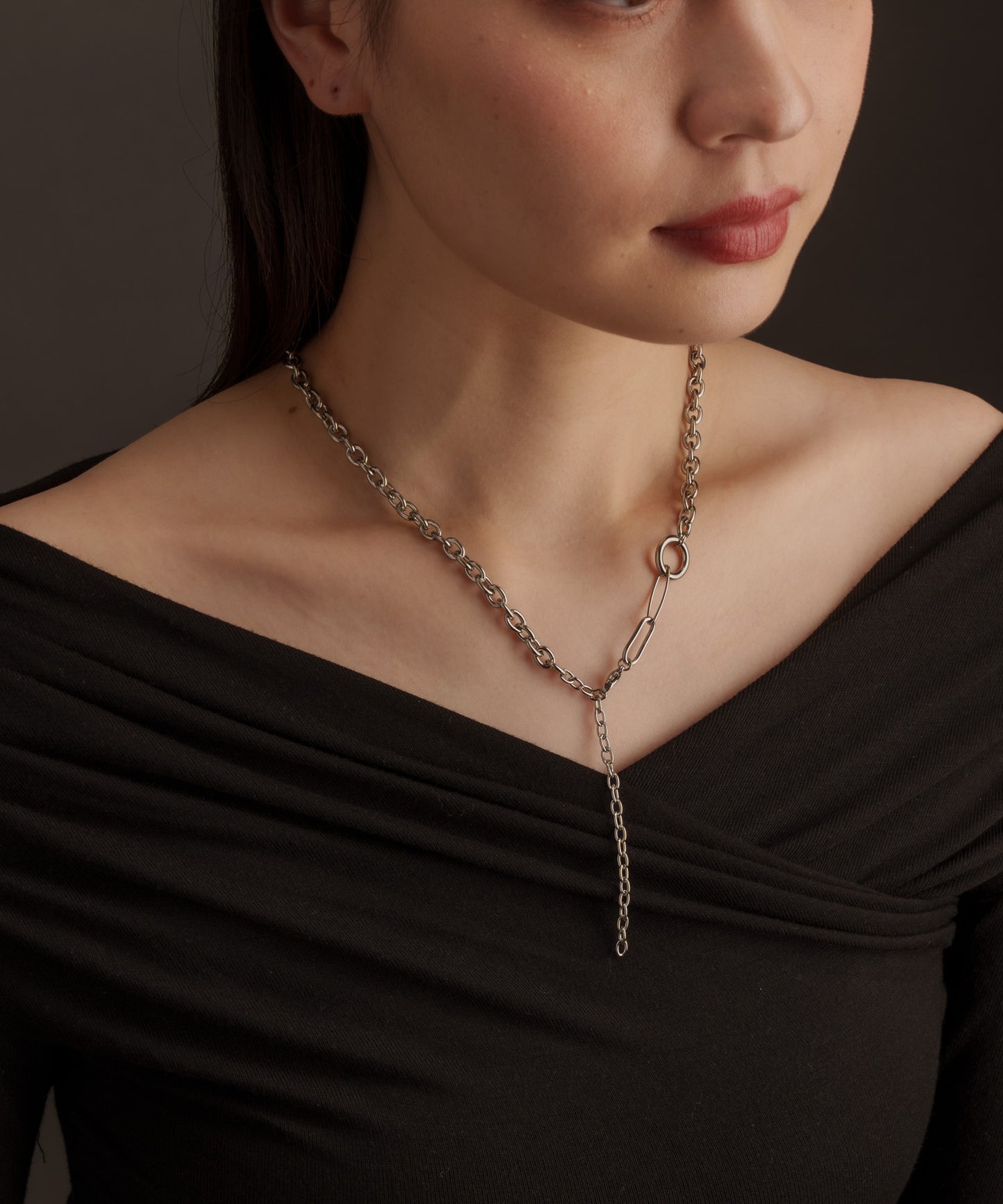 サイドパターンY字ネックレス【Silver】