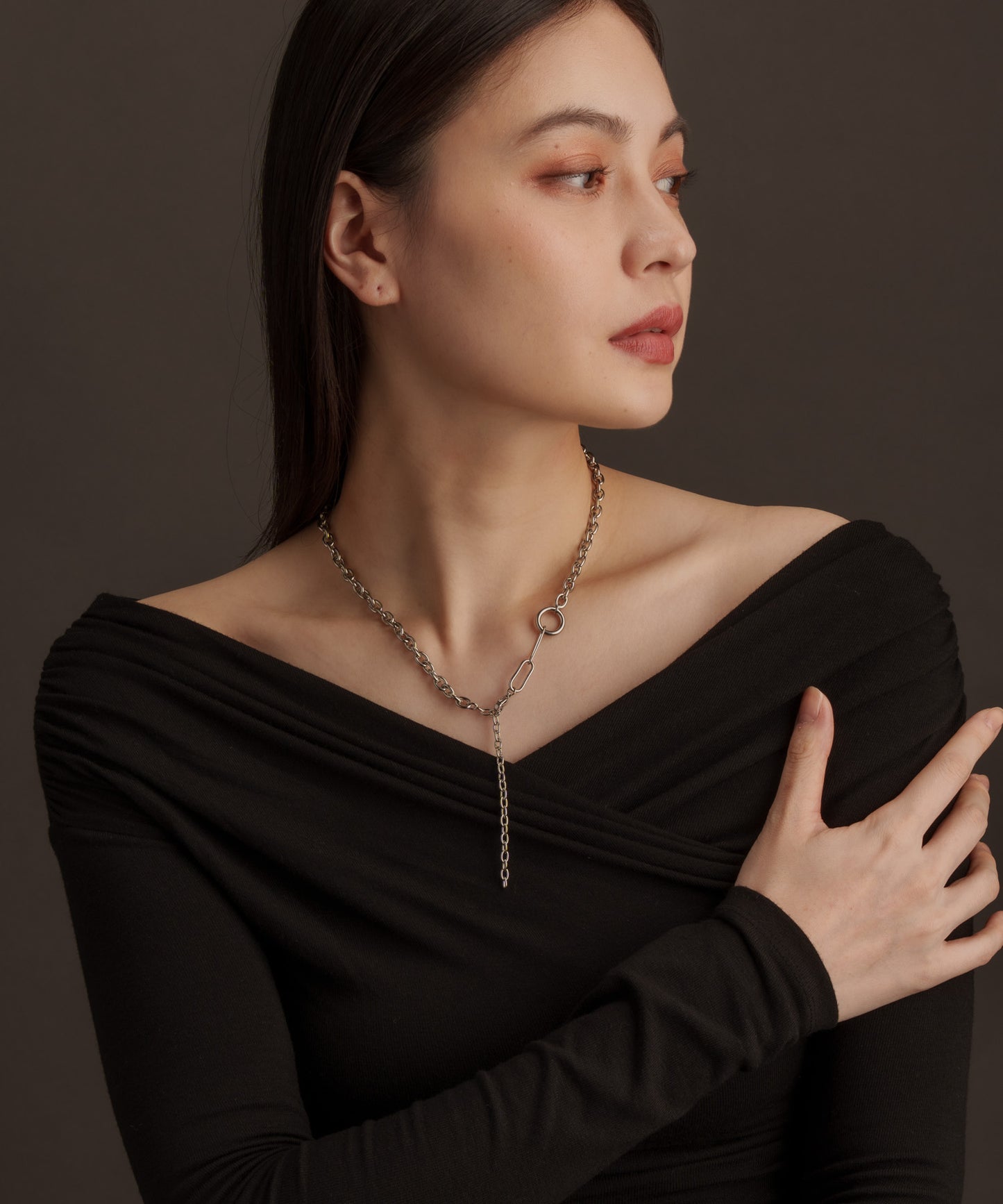 サイドパターンY字ネックレス【Silver】