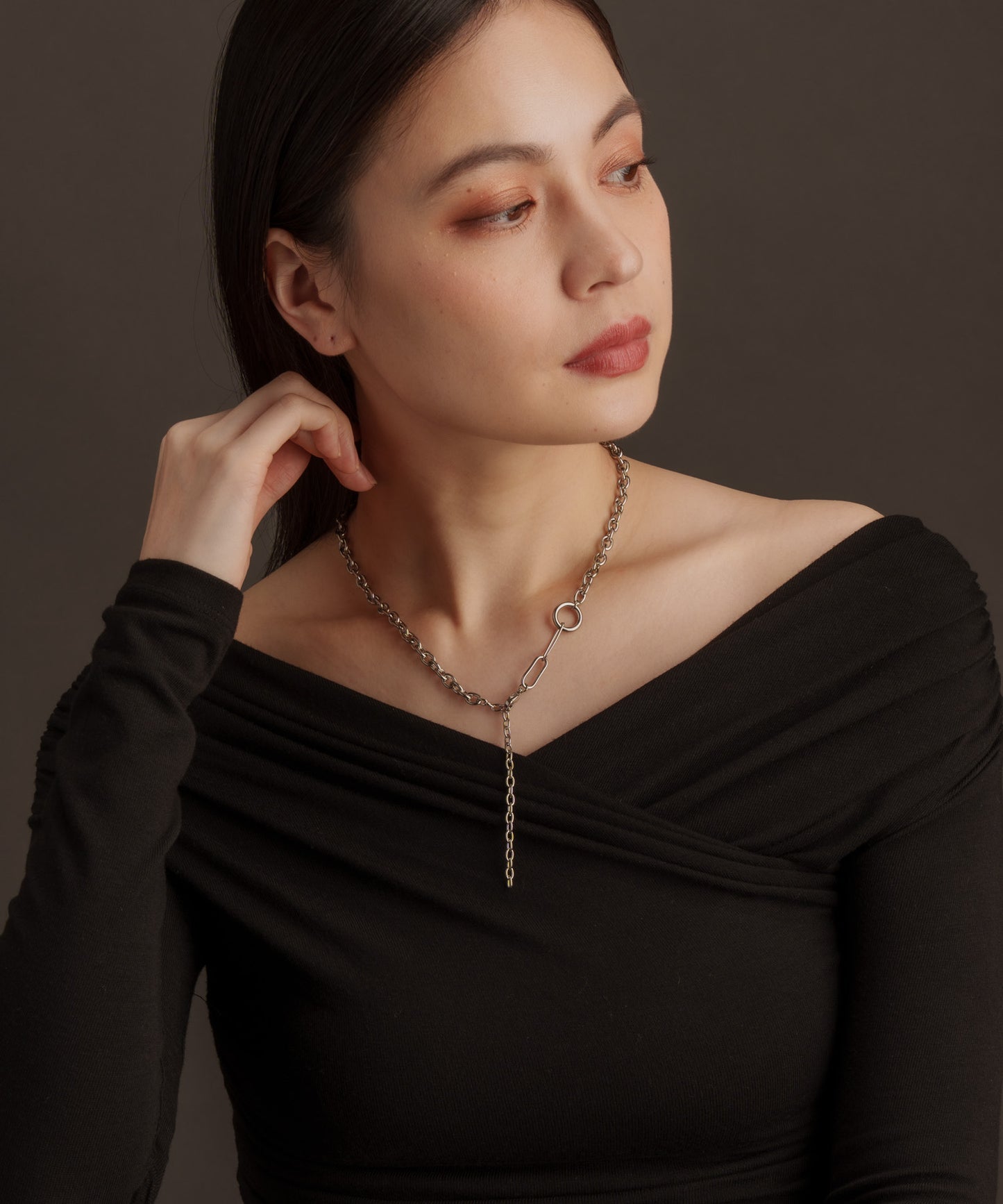 サイドパターンY字ネックレス【Silver】