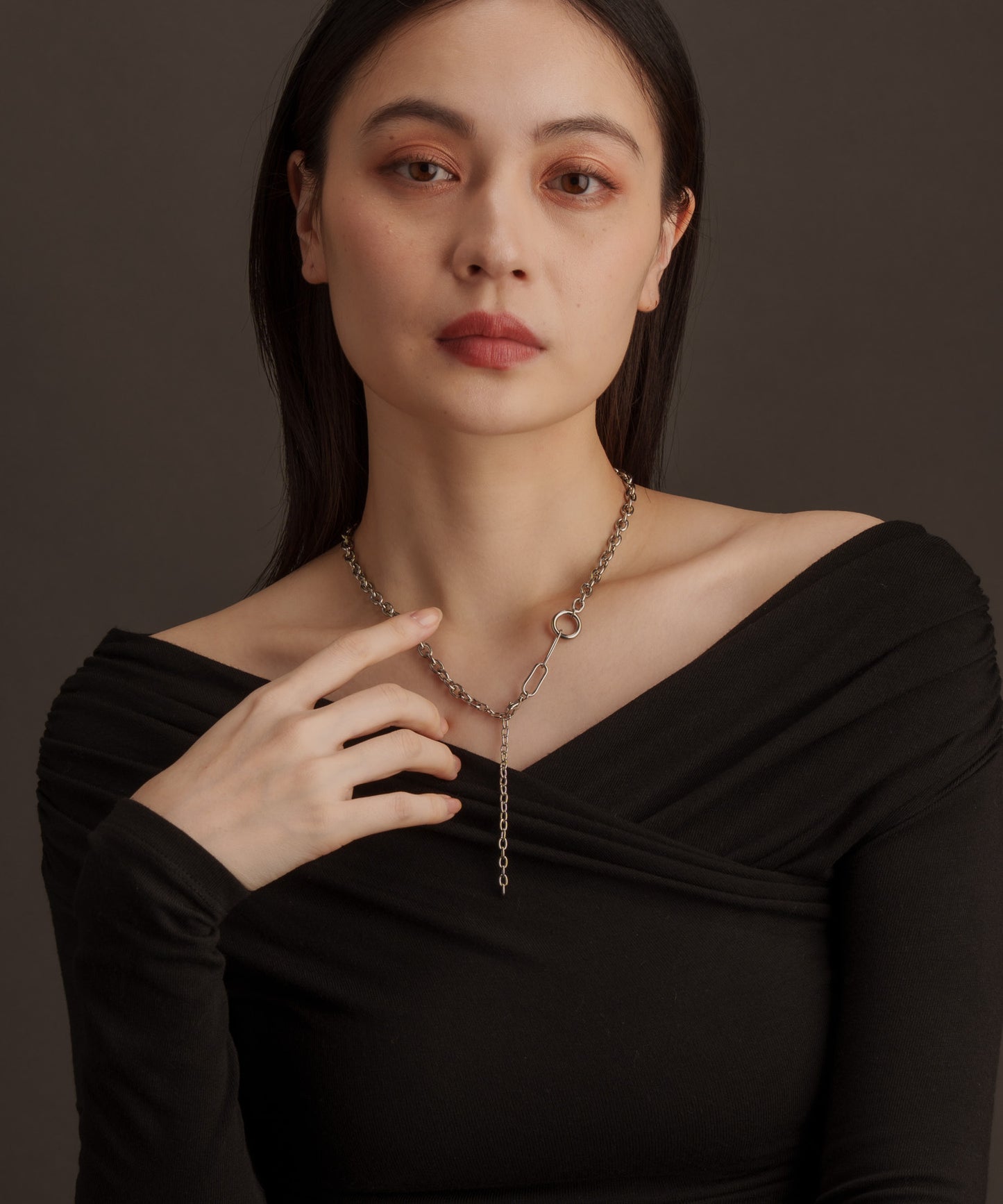 サイドパターンY字ネックレス【Silver】