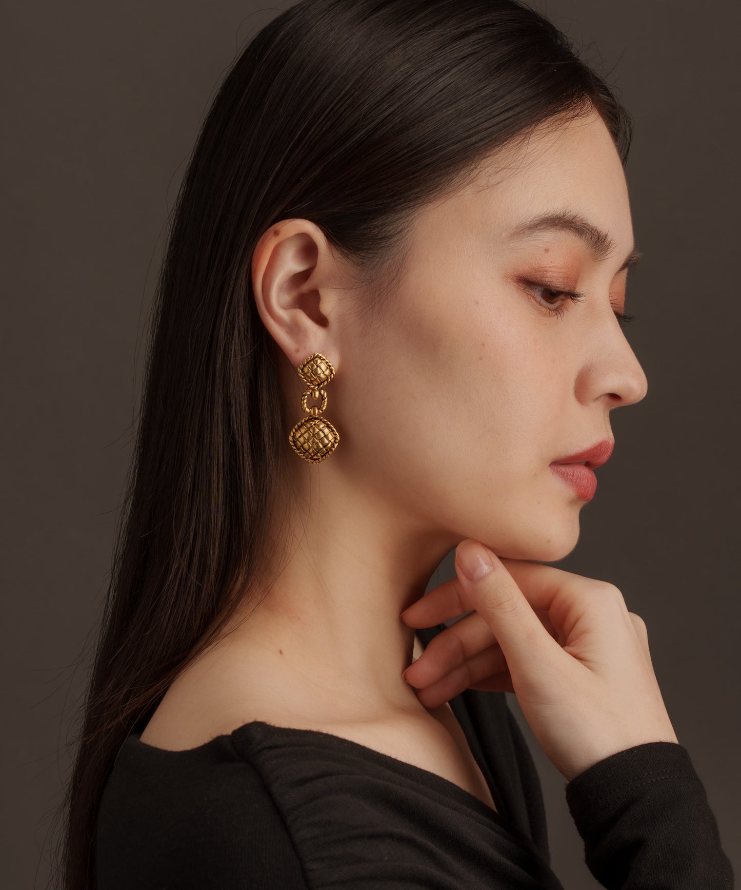 キルティング調ヴィンテージピアス【Gold】