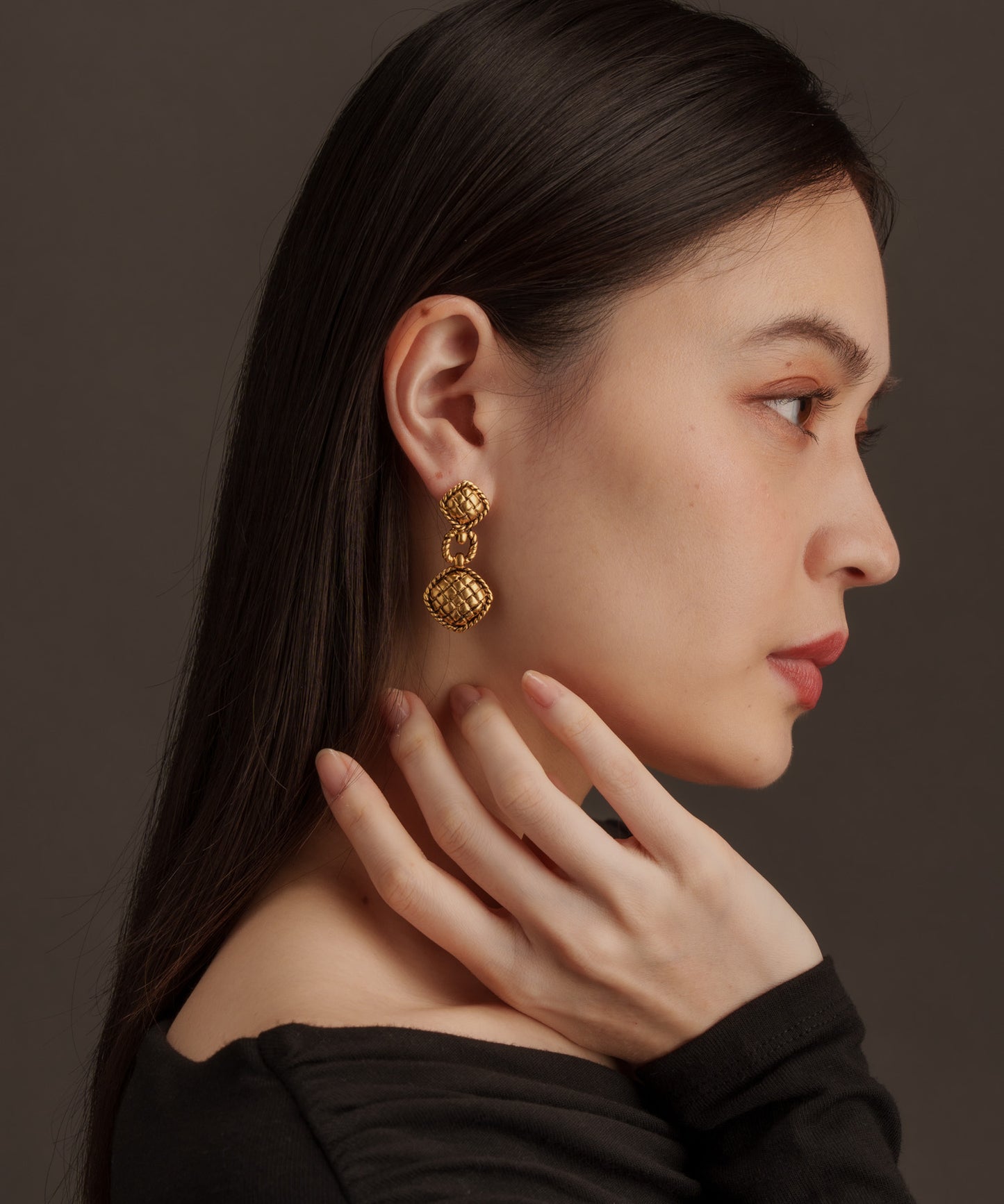 キルティング調ヴィンテージピアス【Gold】