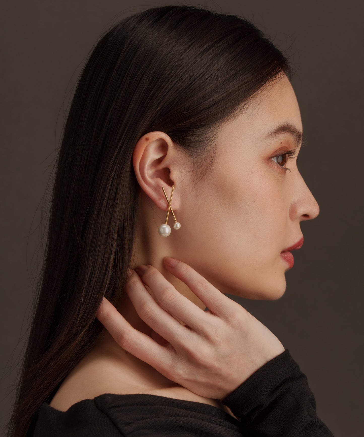 パールライククロスピアス【Gold】