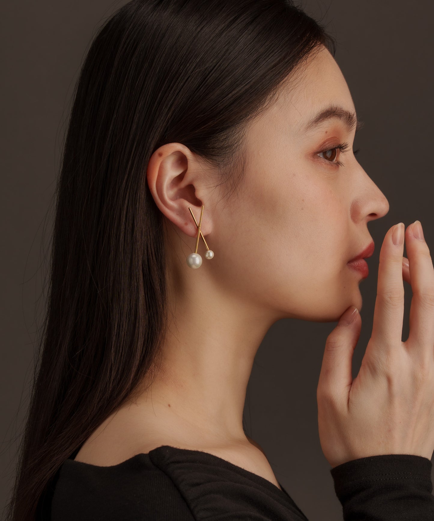 パールライククロスピアス【Gold】