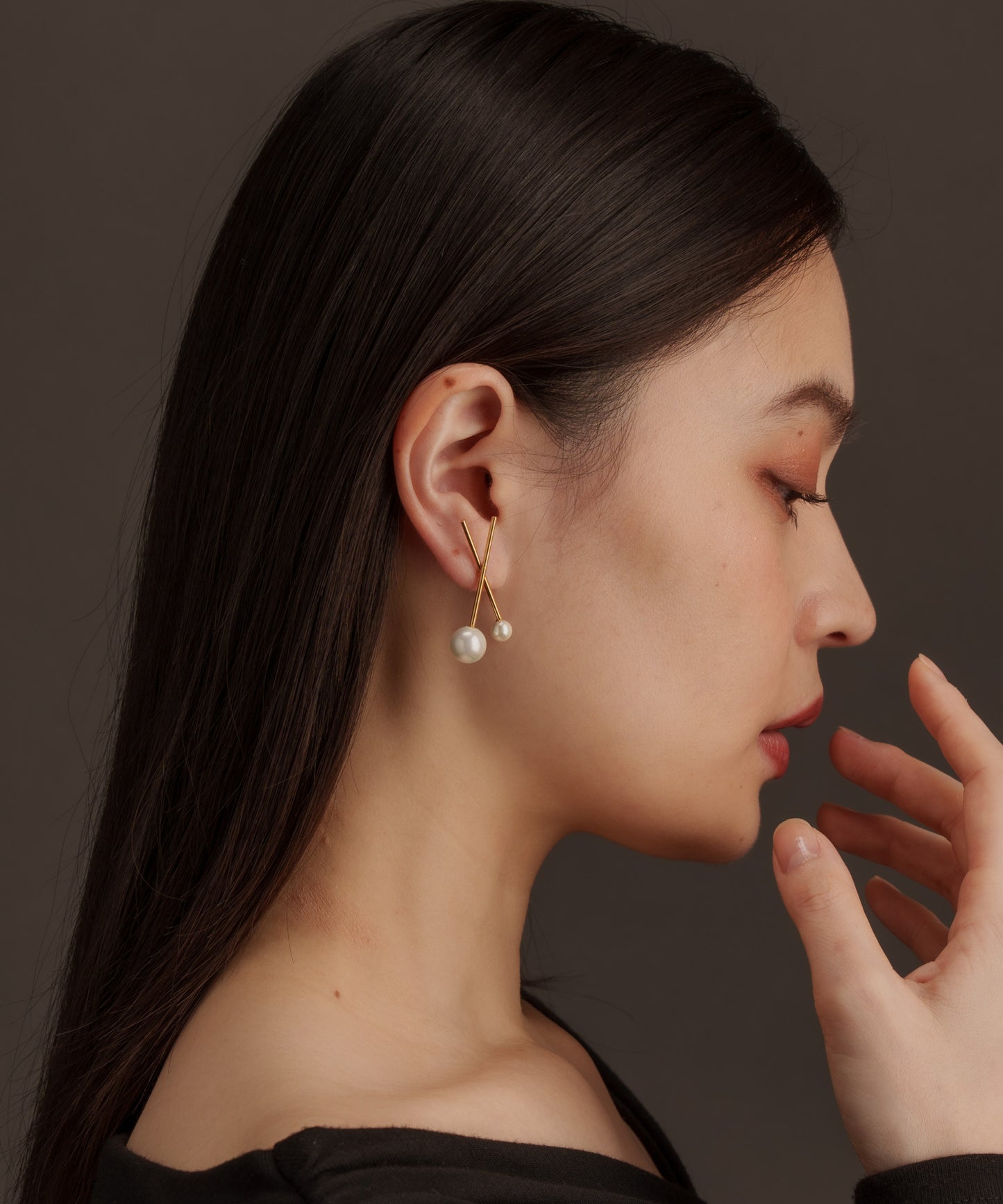 パールライククロスピアス【Gold】