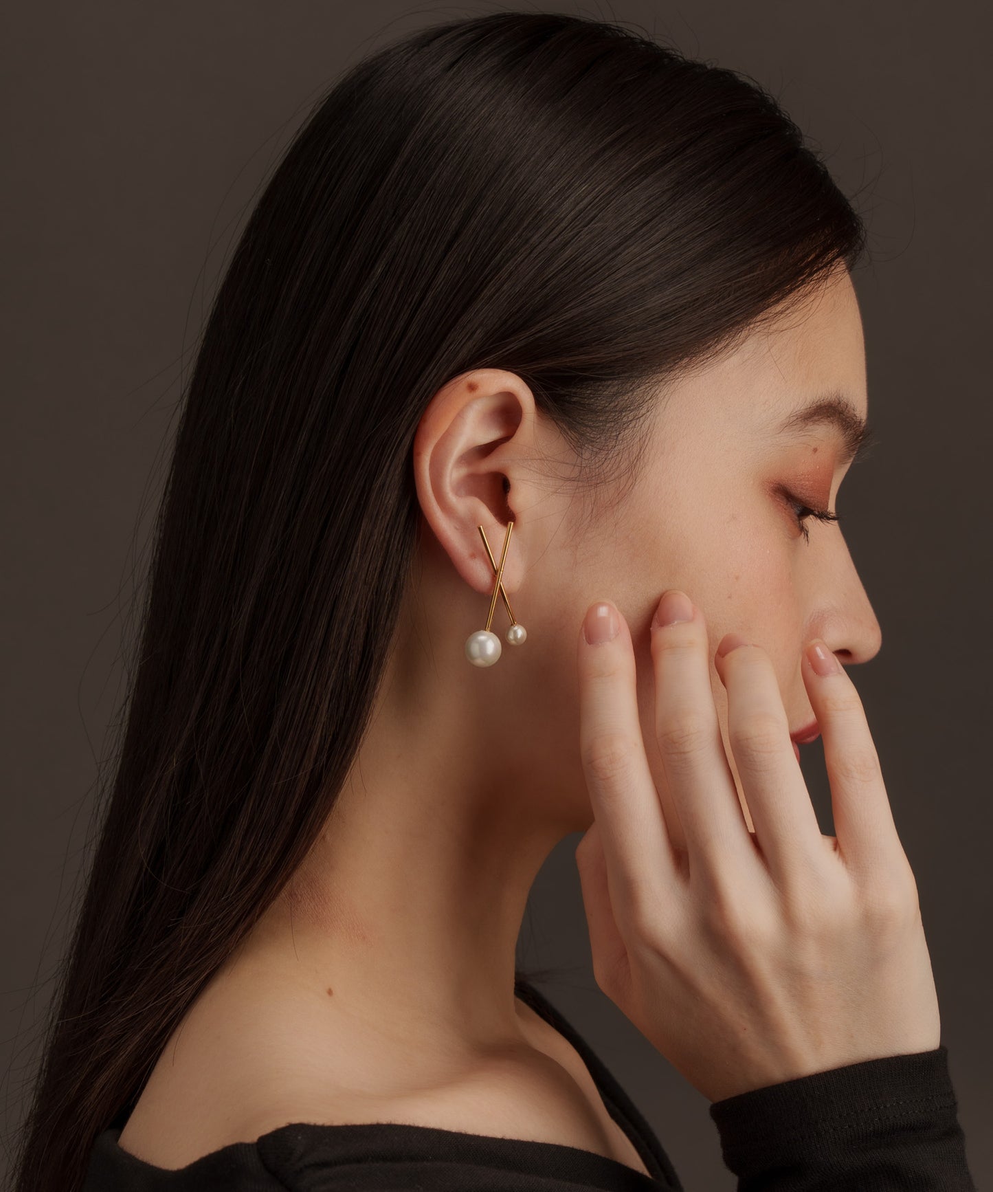 パールライククロスピアス【Gold】