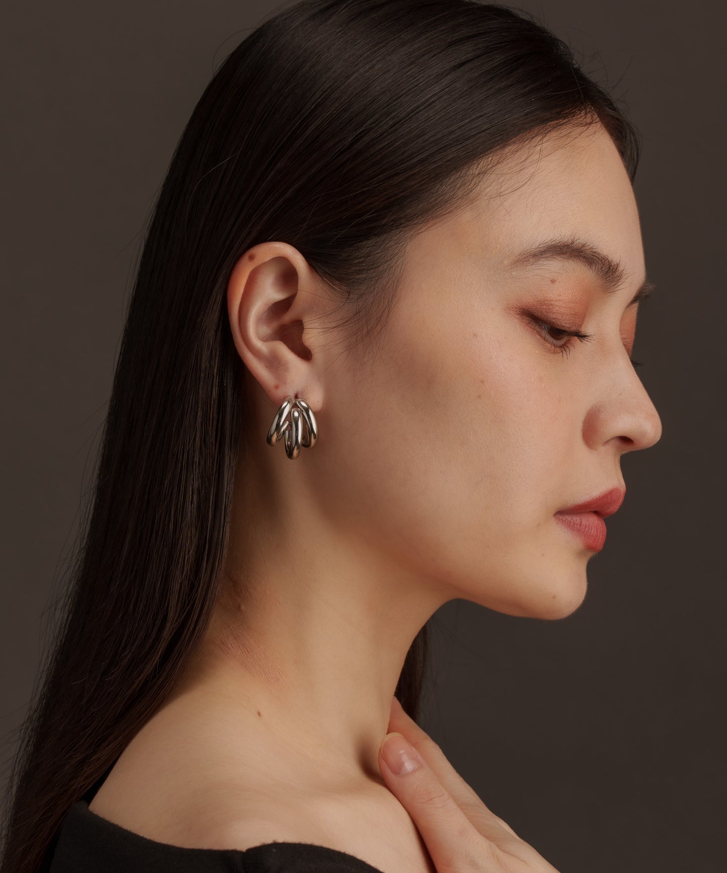 3連ドッキングCカーブピアス【Silver】