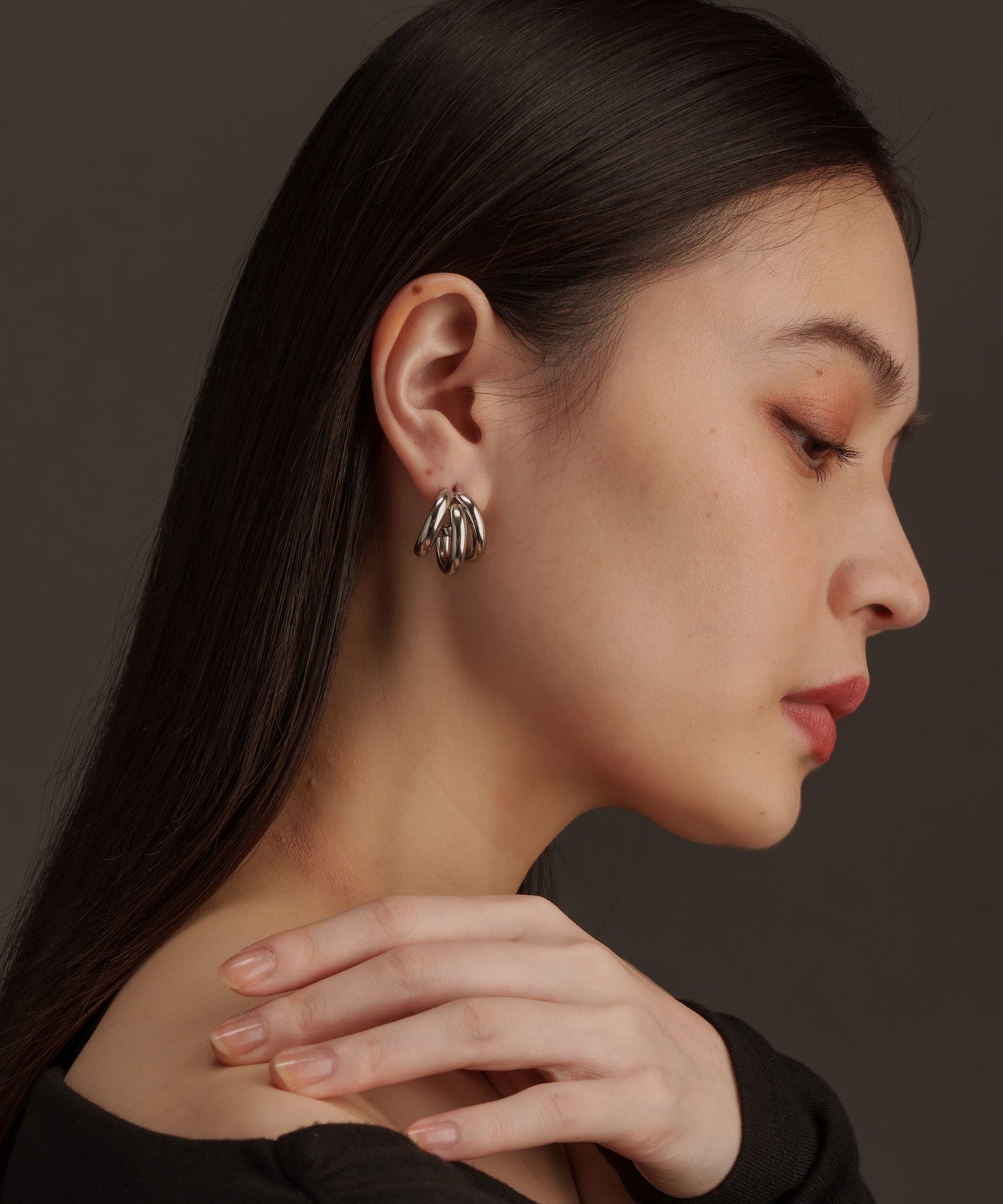 3連ドッキングCカーブピアス【Silver】