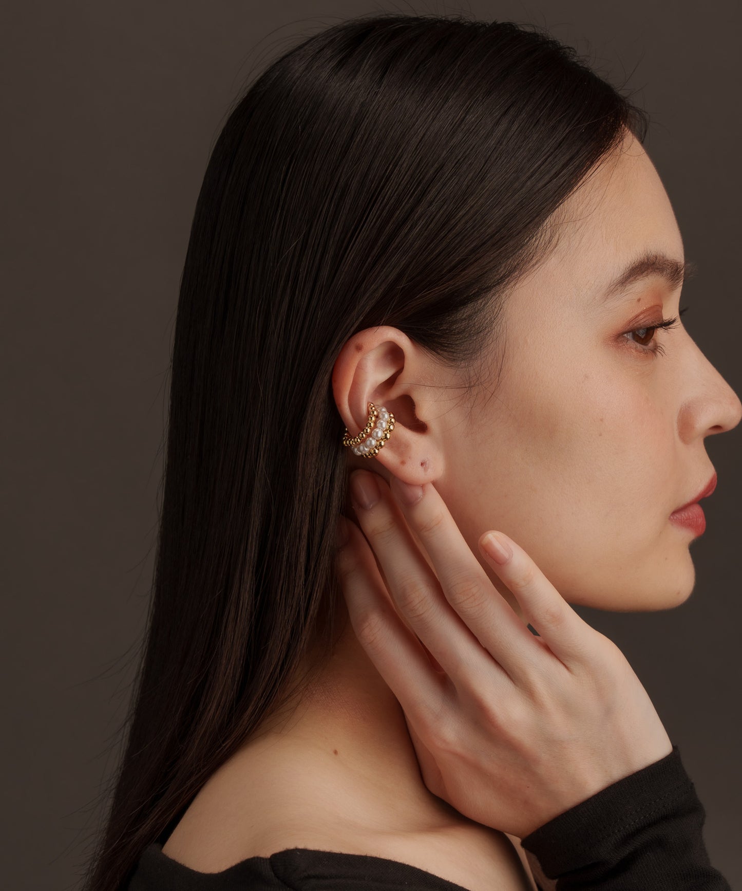 ボリュームボール3連イヤーカフ【Gold】