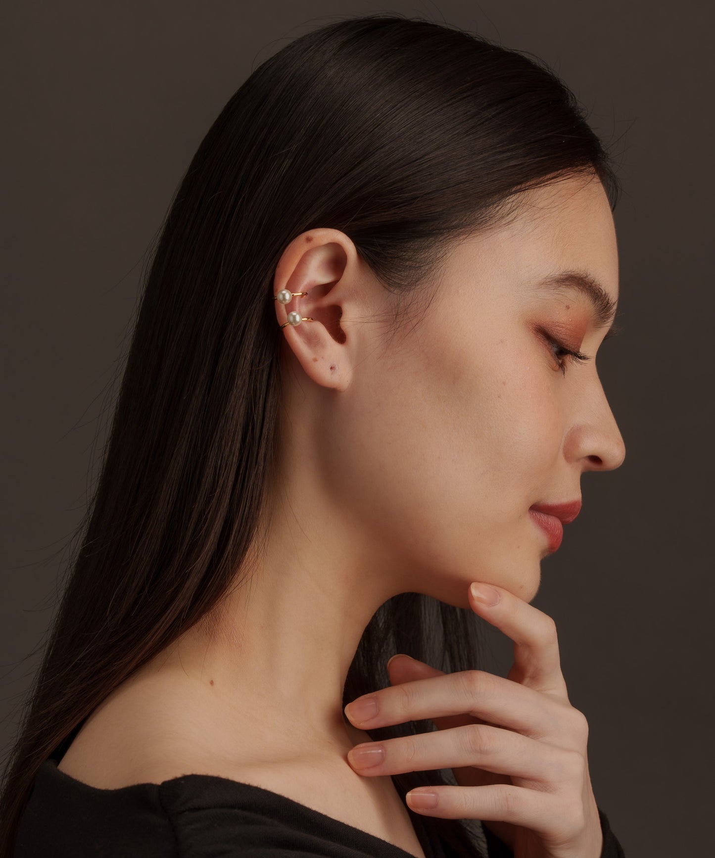 ダブルパールライクイヤーカフ【Gold】