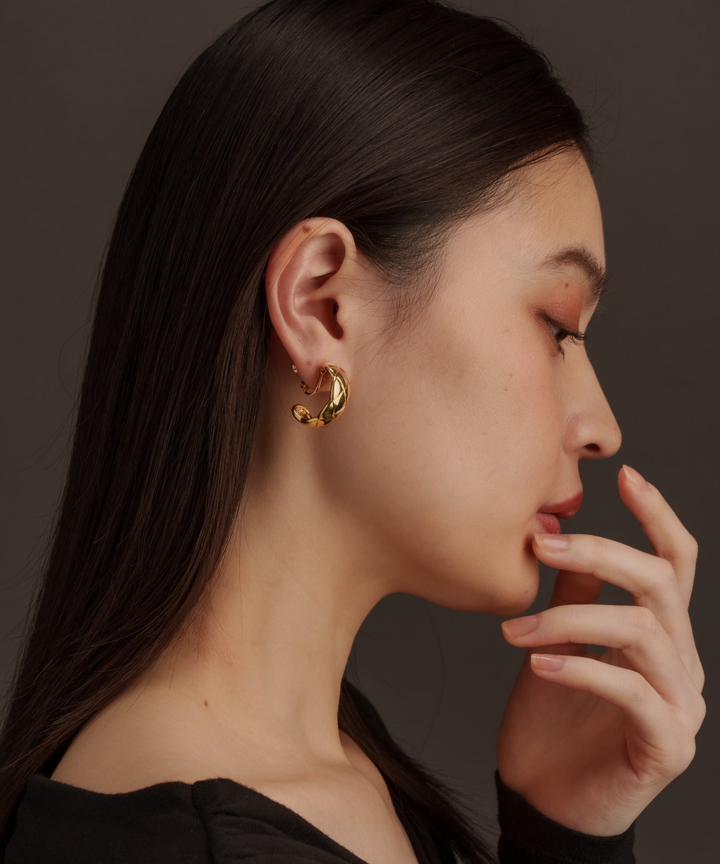 キルティング風イヤリング【Gold】