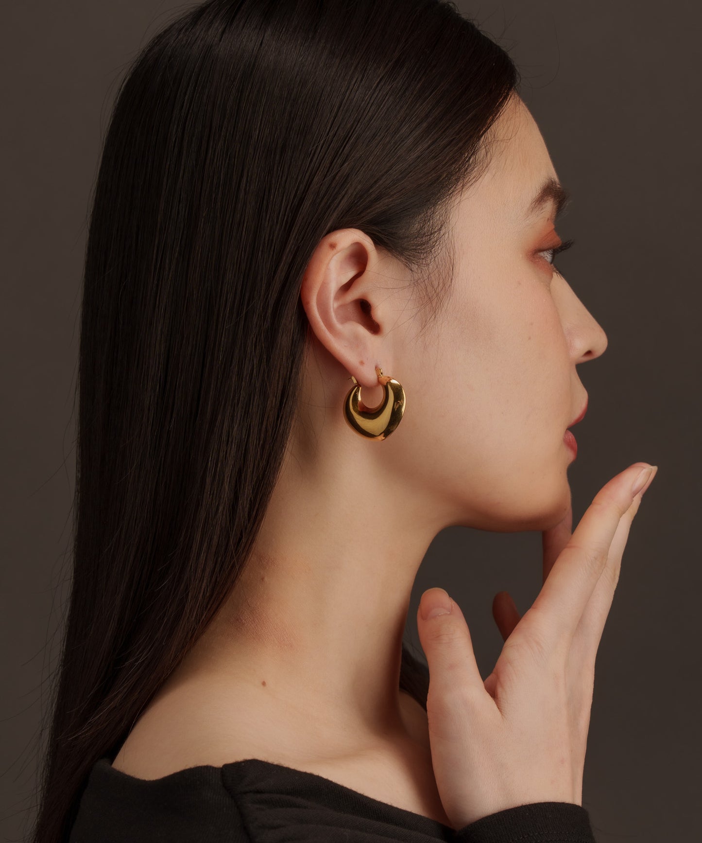 ボリュームプレートピアス【Gold】