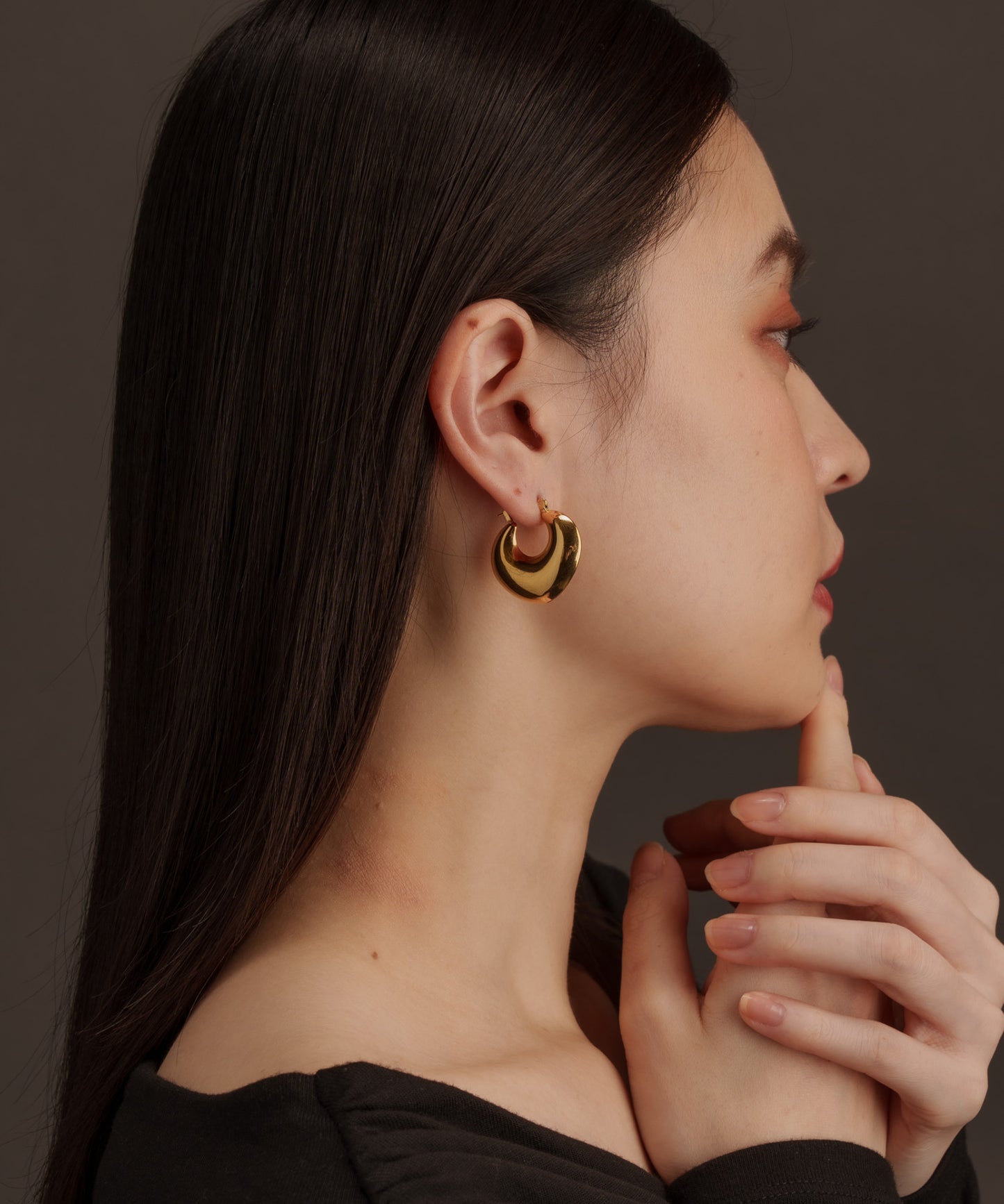 ボリュームプレートピアス【Gold】