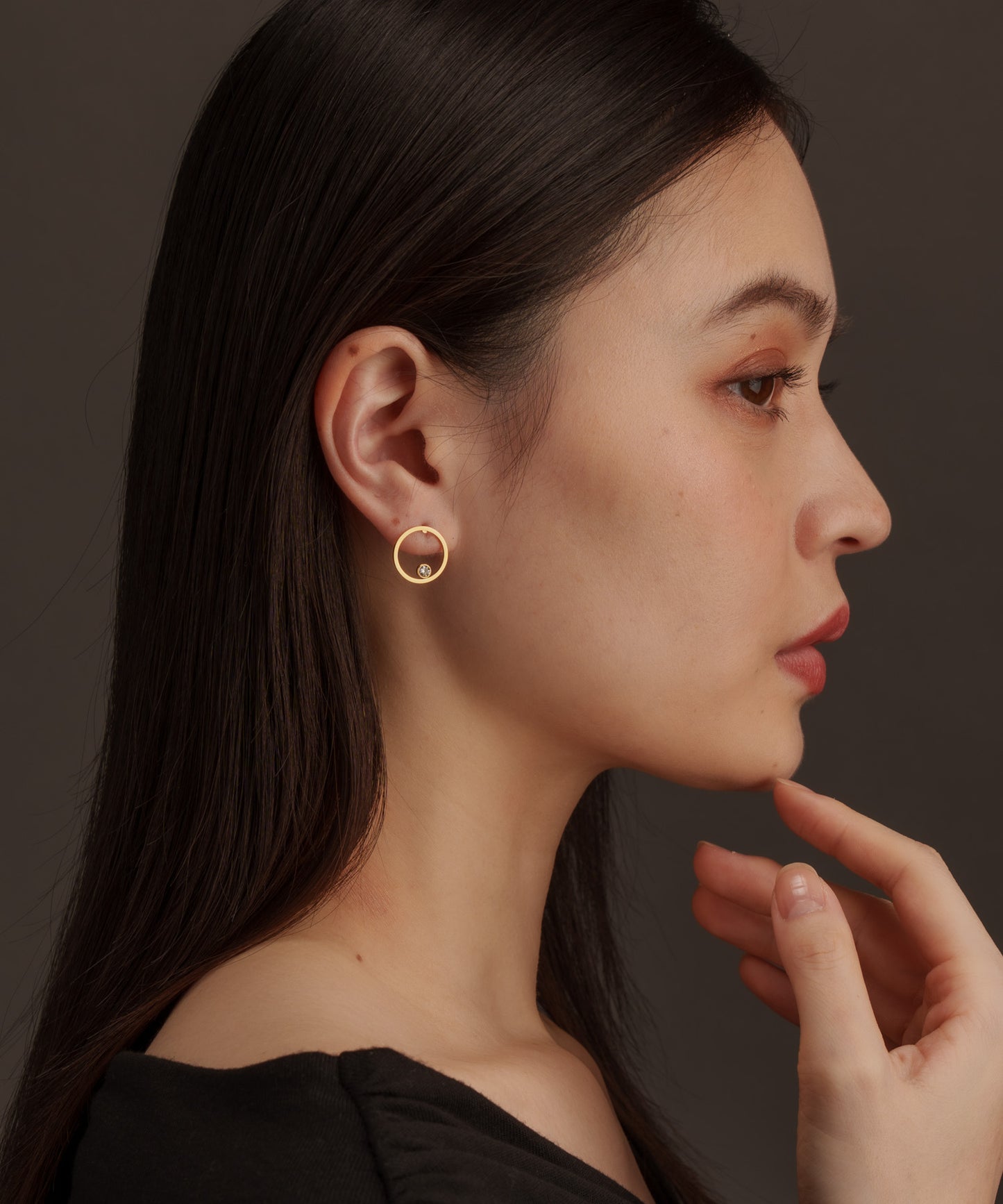 ストーンインサークルピアス【Gold】