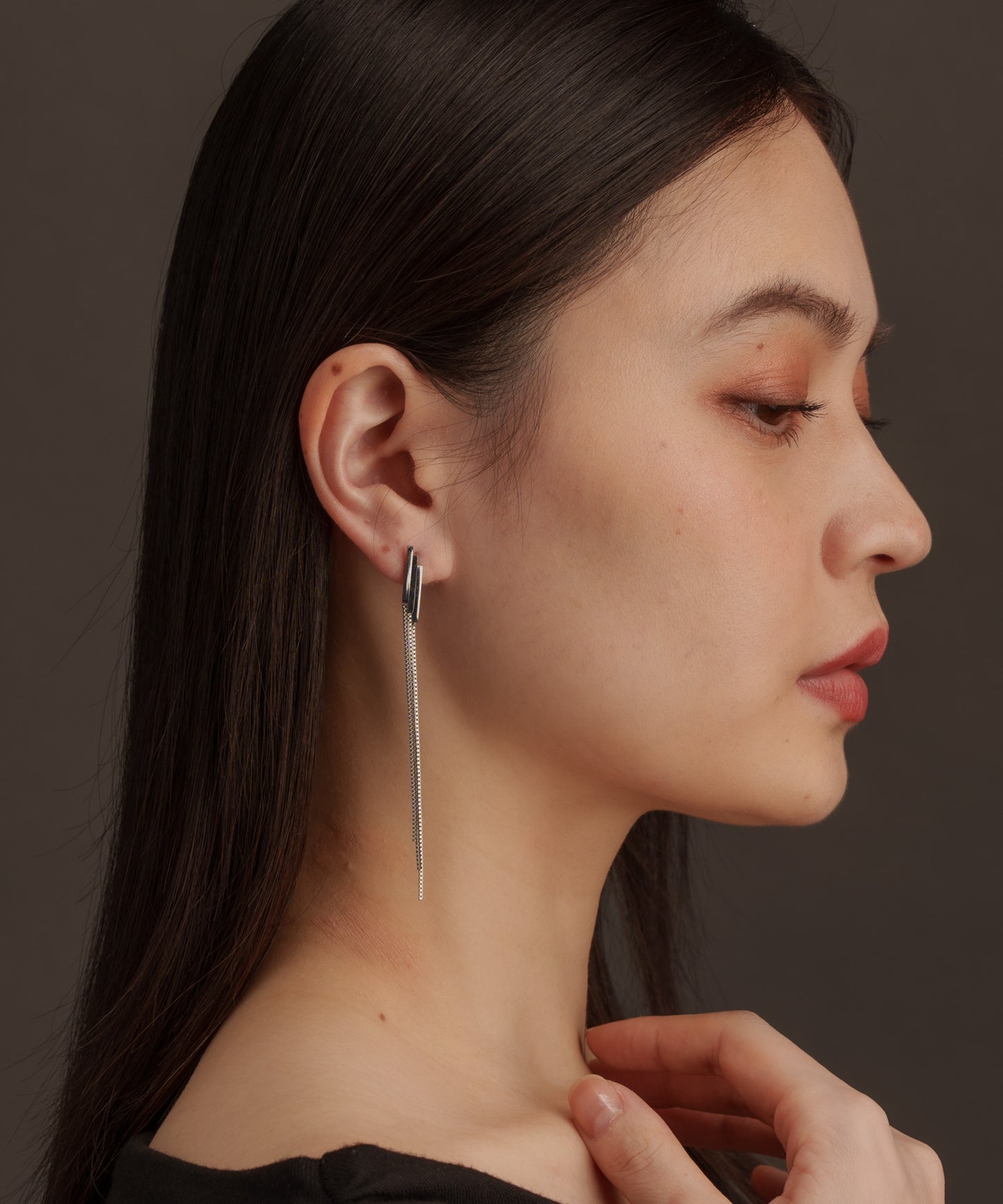 3スティックチェーンピアス【Silver】