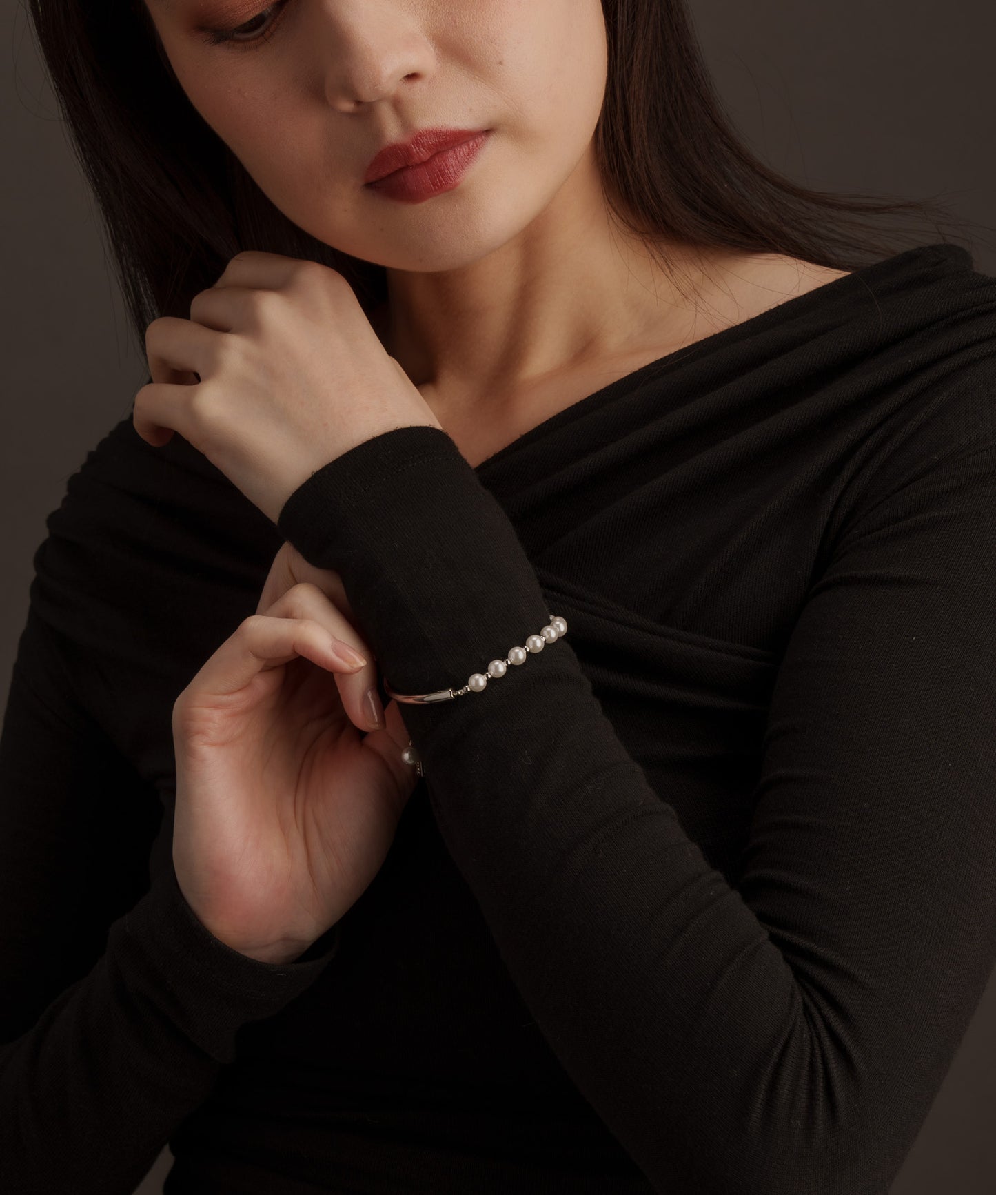 パールライクチェーンブレスレット【Silver】