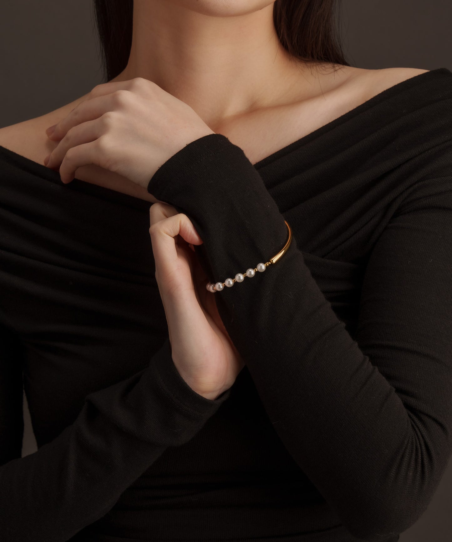 パールライクチェーンブレスレット【Gold】