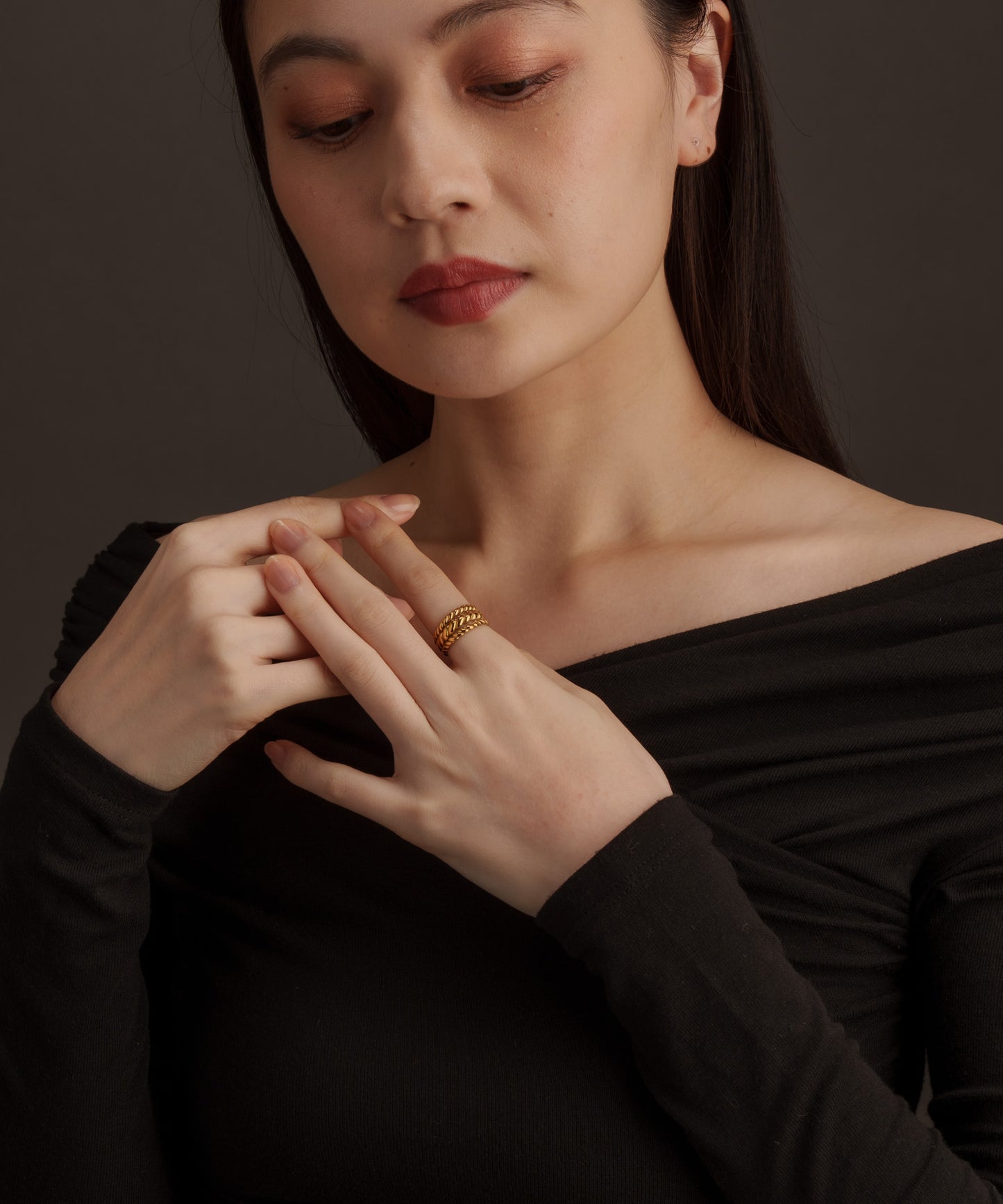 3連ロープモチーフリング【Gold】