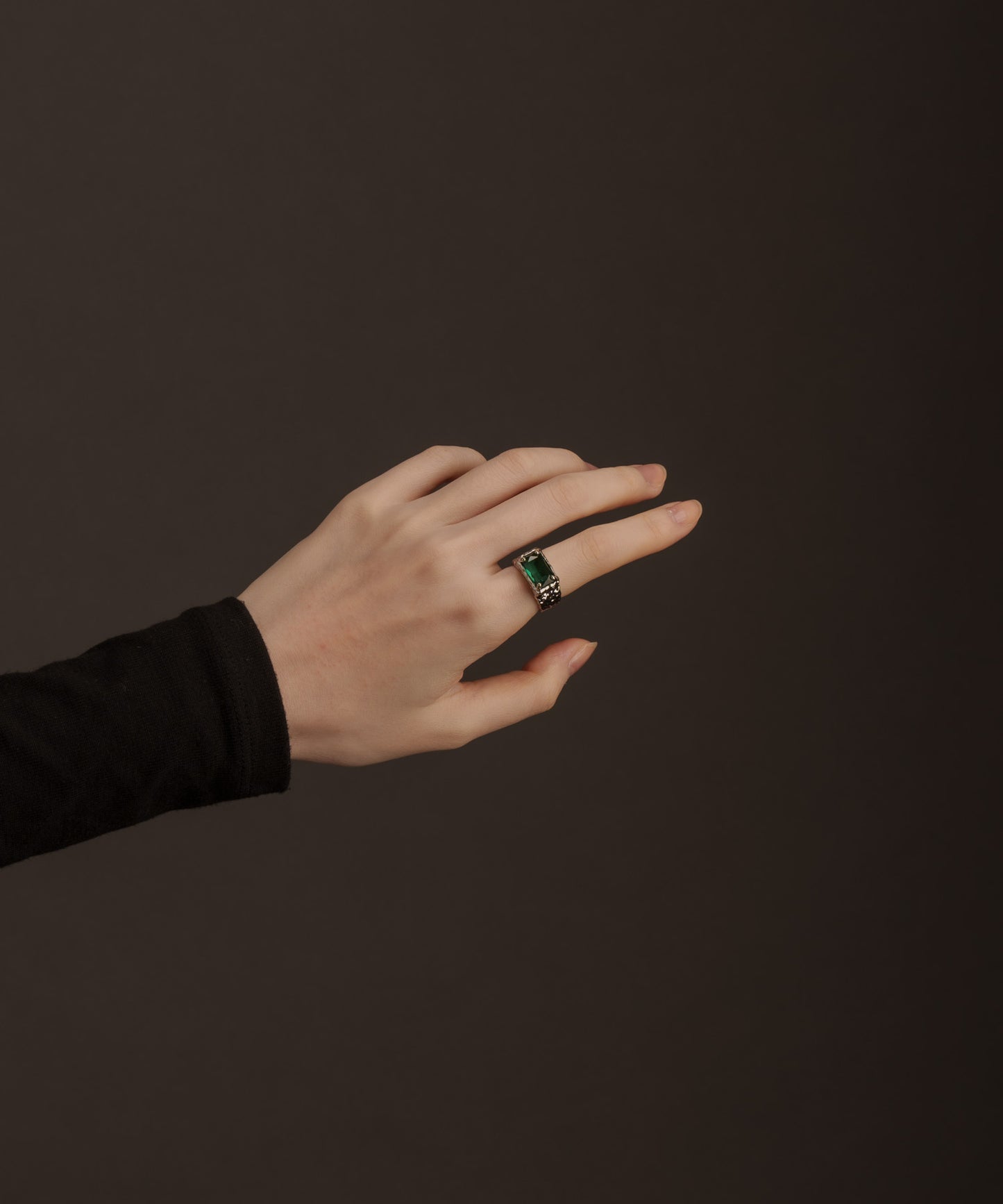 スクエアストーンヴィンテージリング	【Silver×Green】