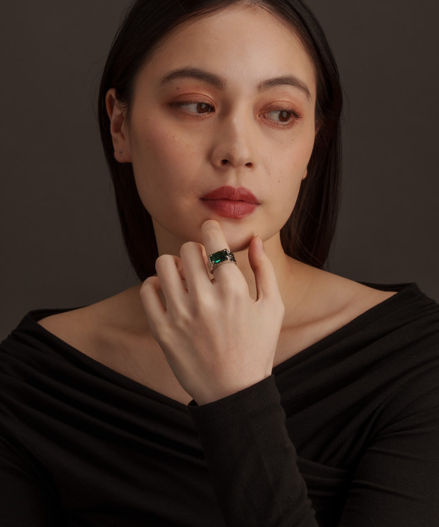 スクエアストーンヴィンテージリング	【Silver×Green】