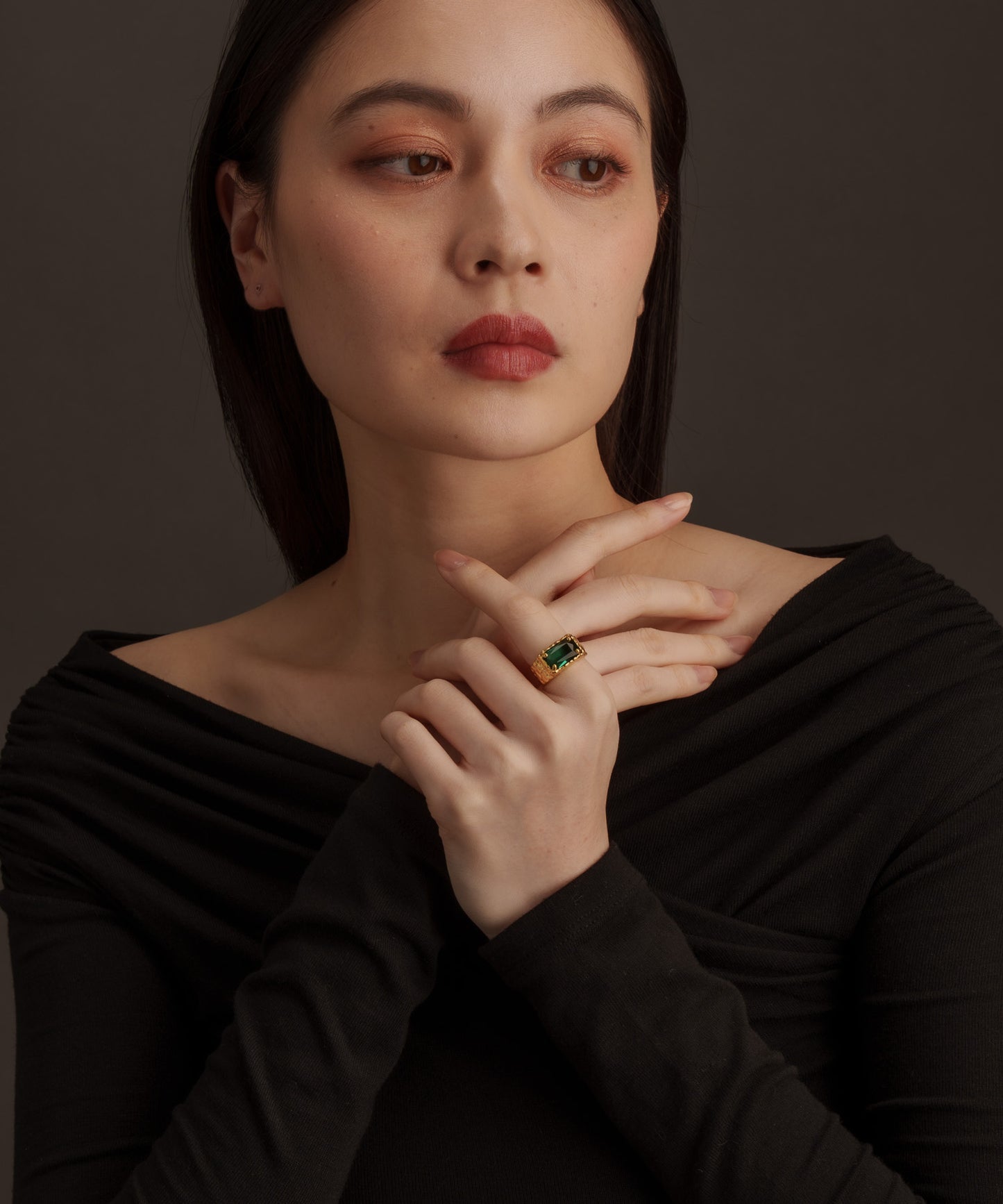 スクエアストーンヴィンテージリング	【Gold×Green】