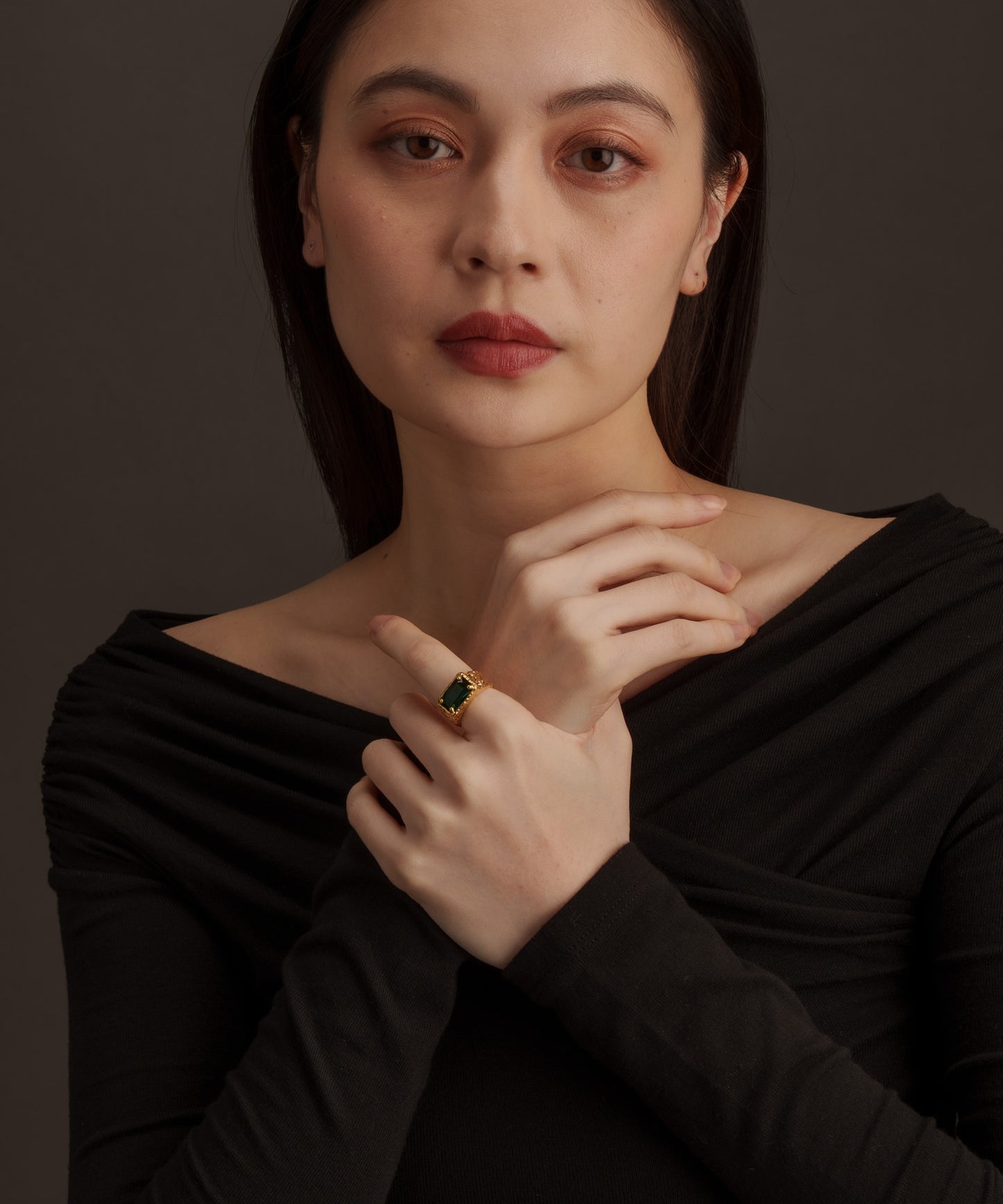 スクエアストーンヴィンテージリング	【Gold×Green】