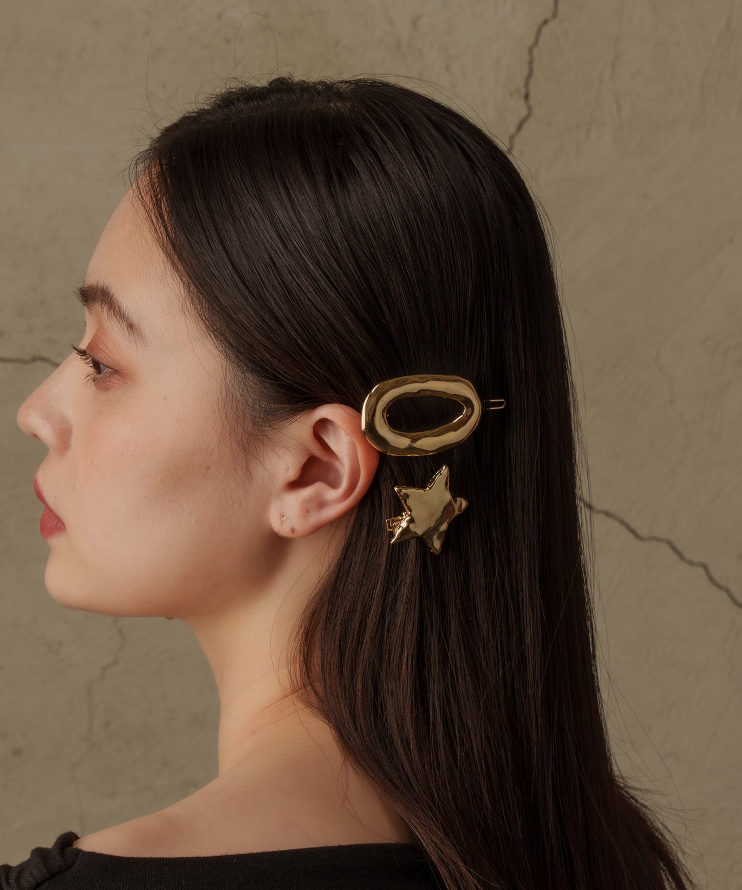 オーバルホールヘアクリップ【Gold】