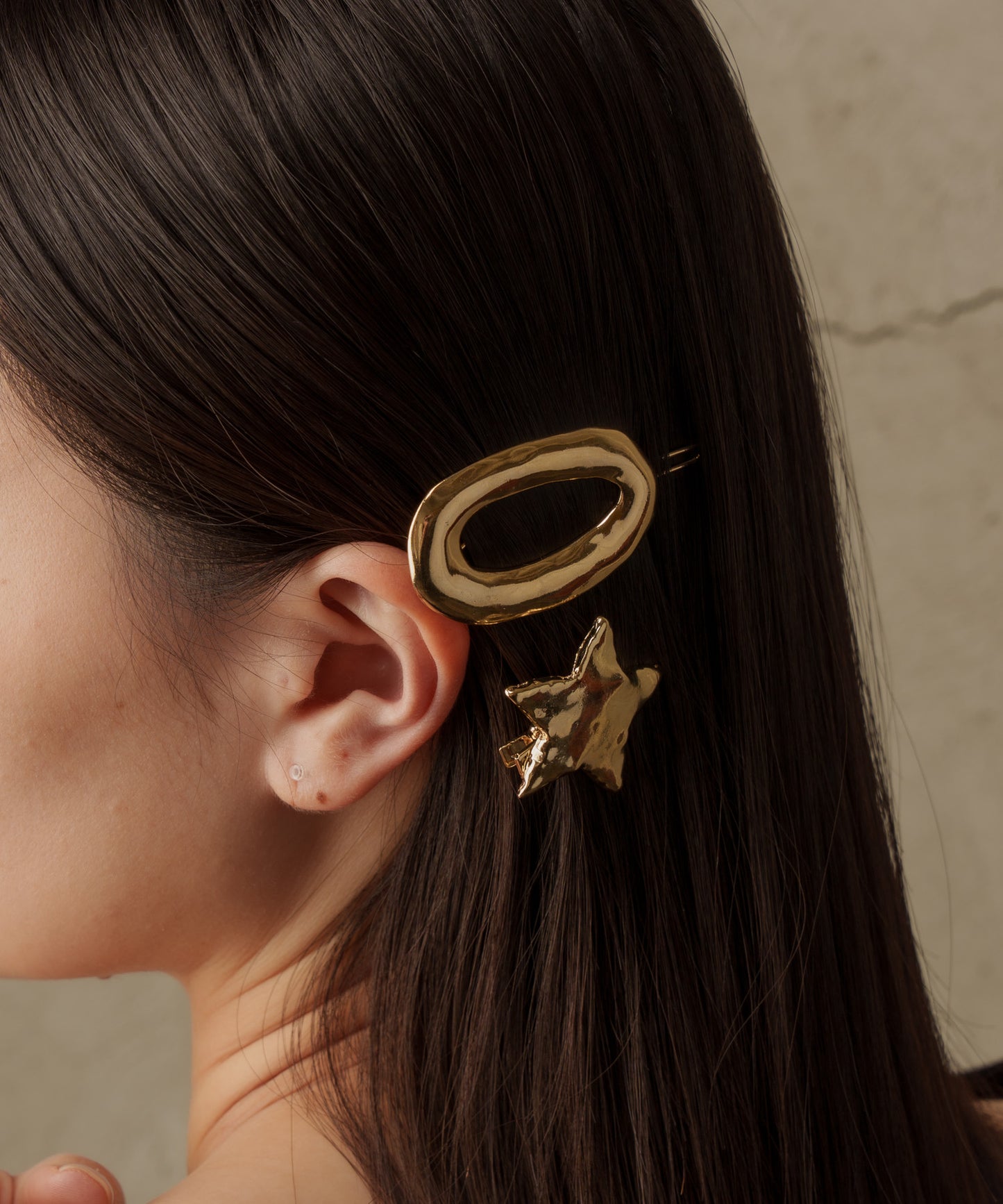 オーバルホールヘアクリップ【Gold】