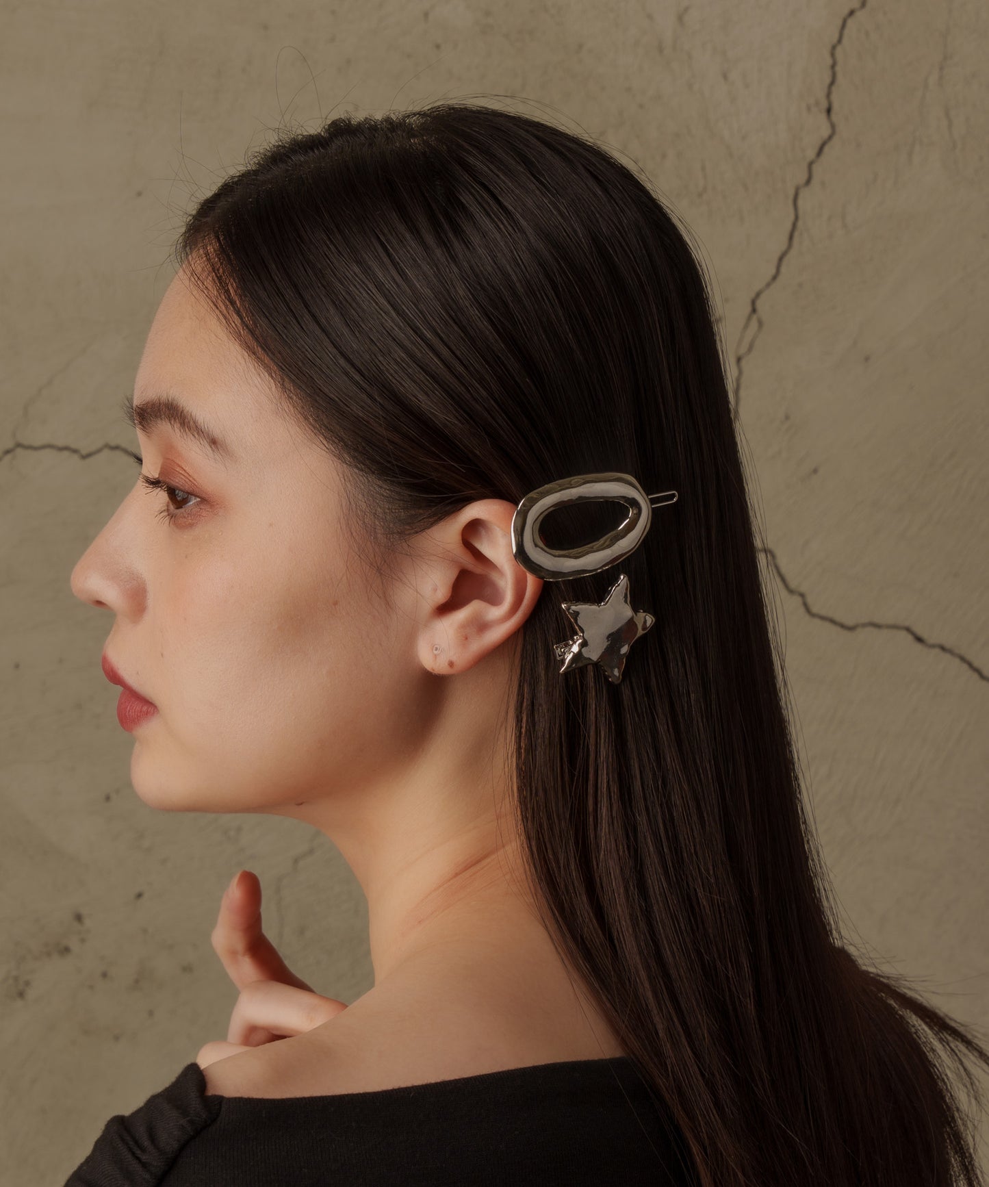 オーバルホールヘアクリップ【Silver】