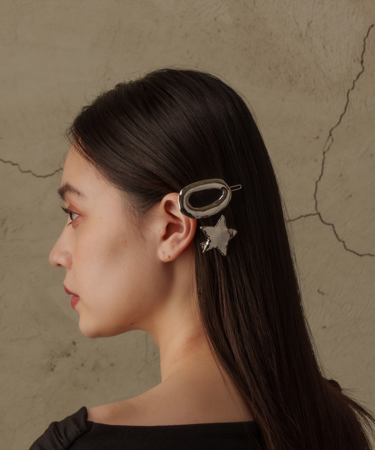 オーバルホールヘアクリップ【Silver】