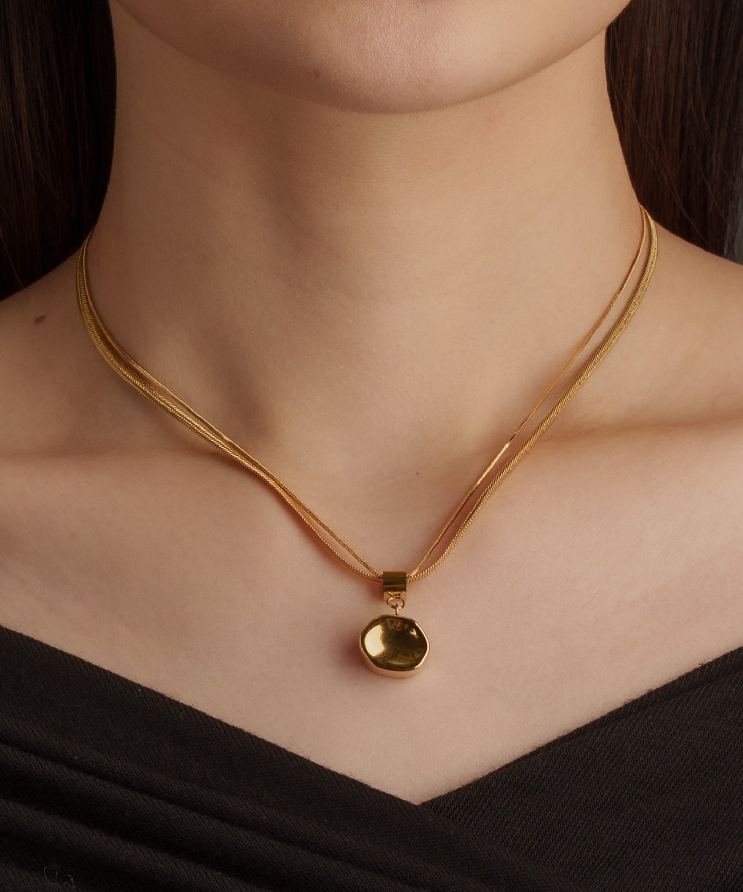 サークルデントネックレス【Gold】