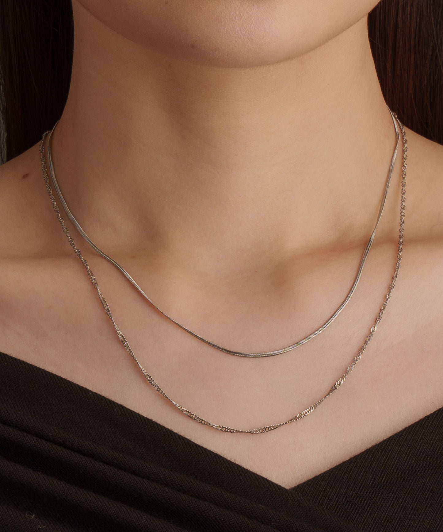 スネークツイスト2連ネックレス【Silver】