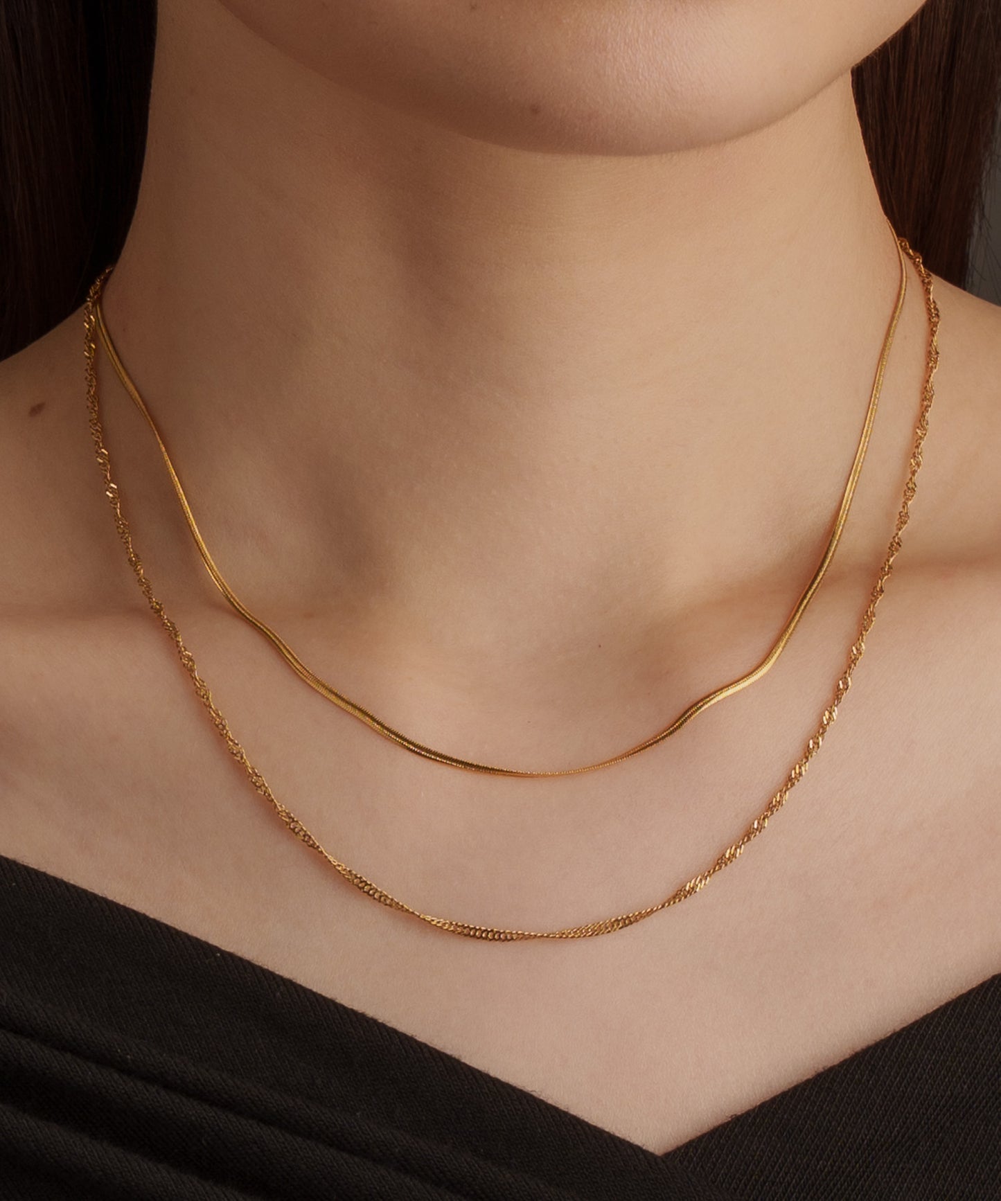 スネークツイスト2連ネックレス【Gold】