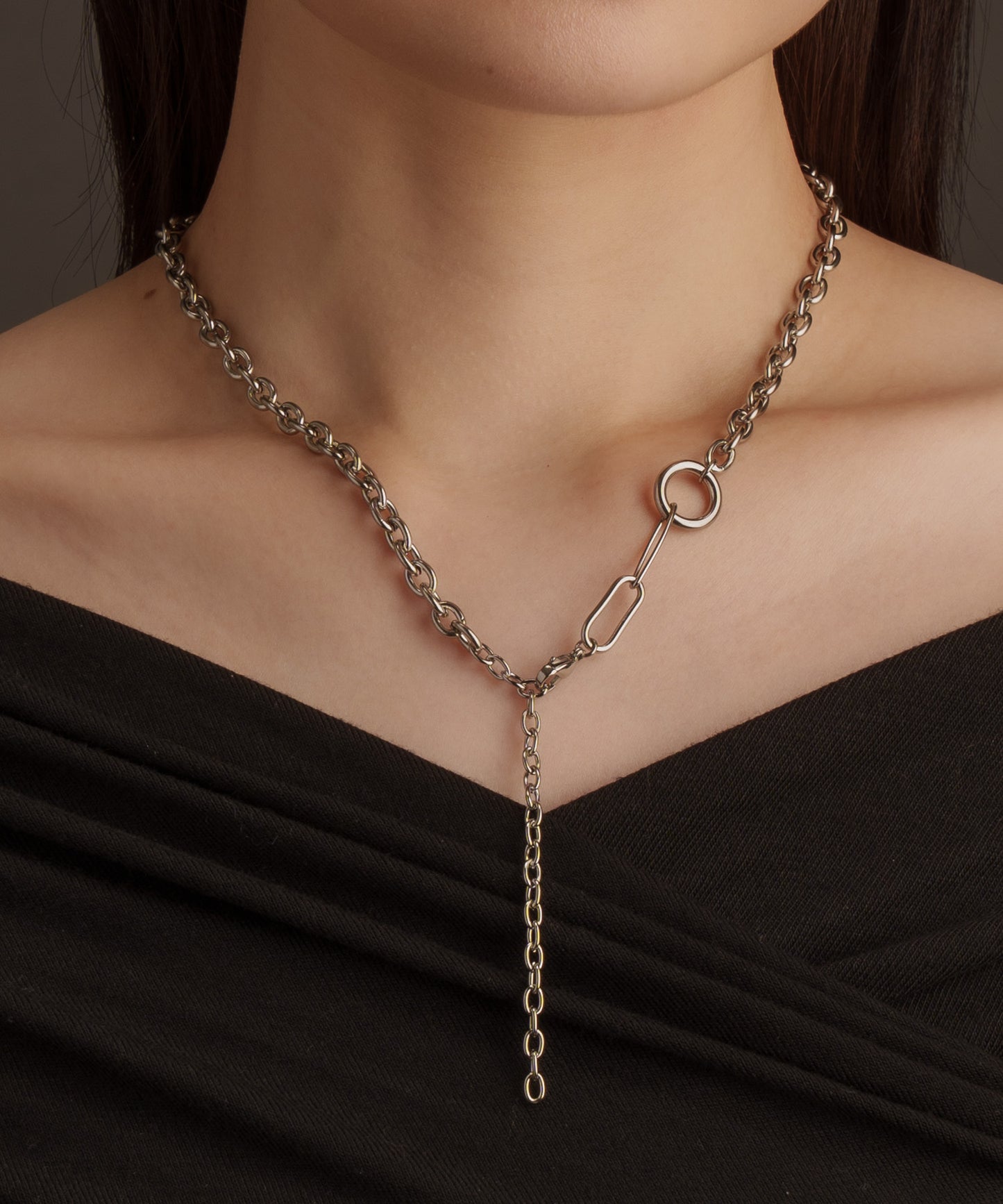 サイドパターンY字ネックレス【Silver】