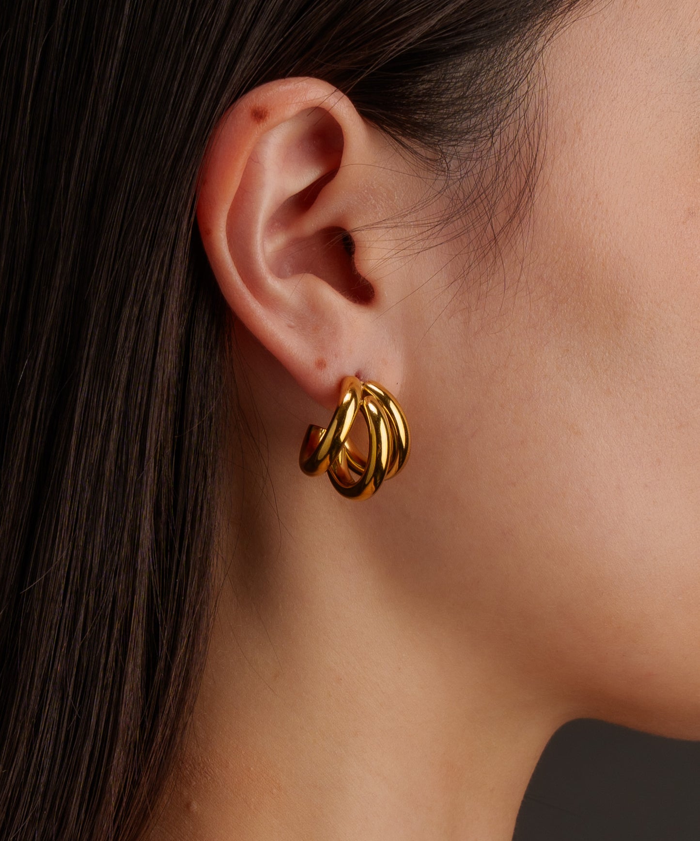 3連ドッキングCカーブピアス【Gold】