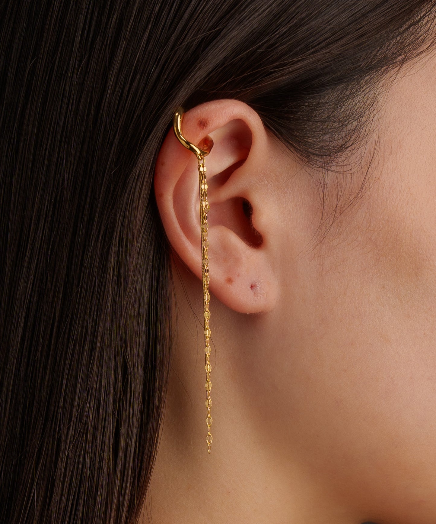 ロングチェーン付イヤーカフ【Gold】