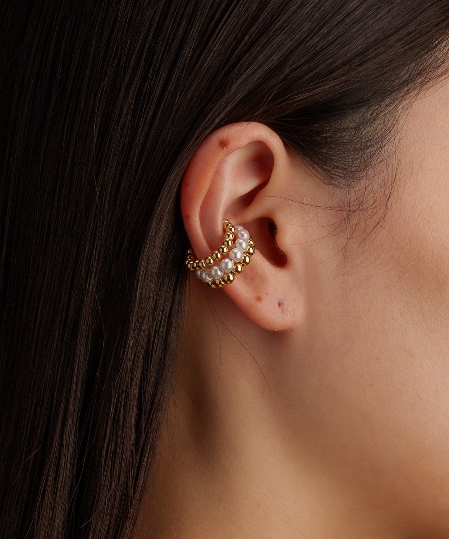 ボリュームボール3連イヤーカフ【Gold】