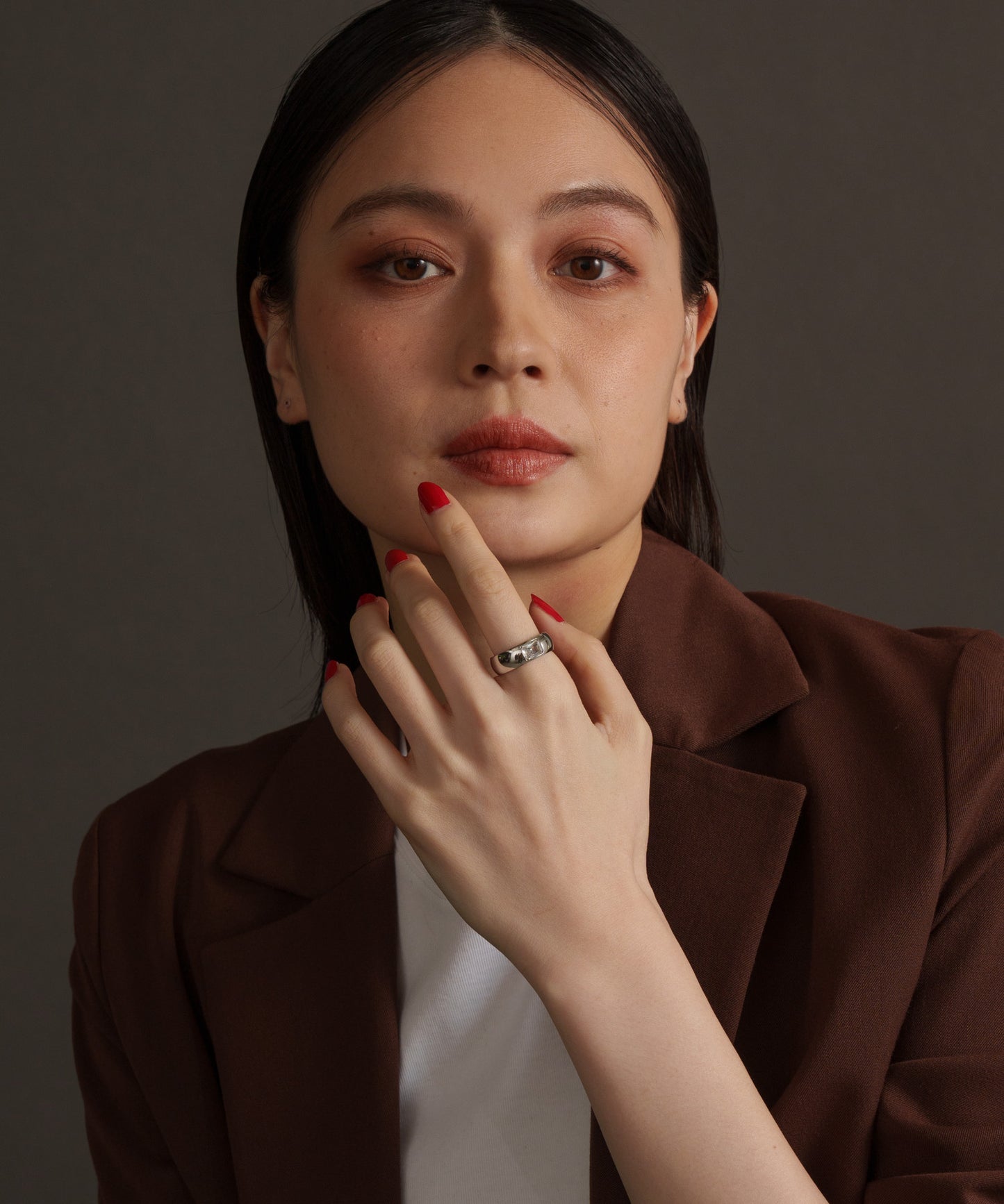 スクエアストーンボリュームリング【Silver】