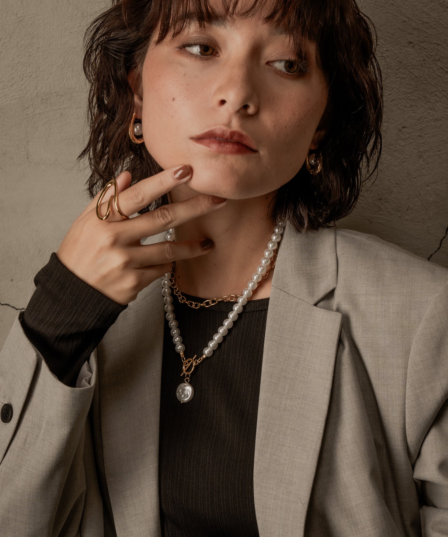 サークルセンターパールピアス【Gold】