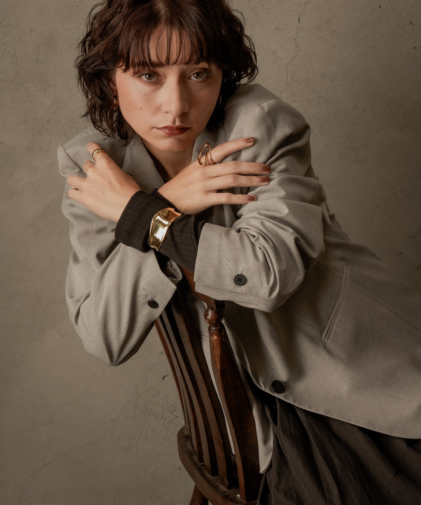 ボリュームウェーブバングル【Gold】