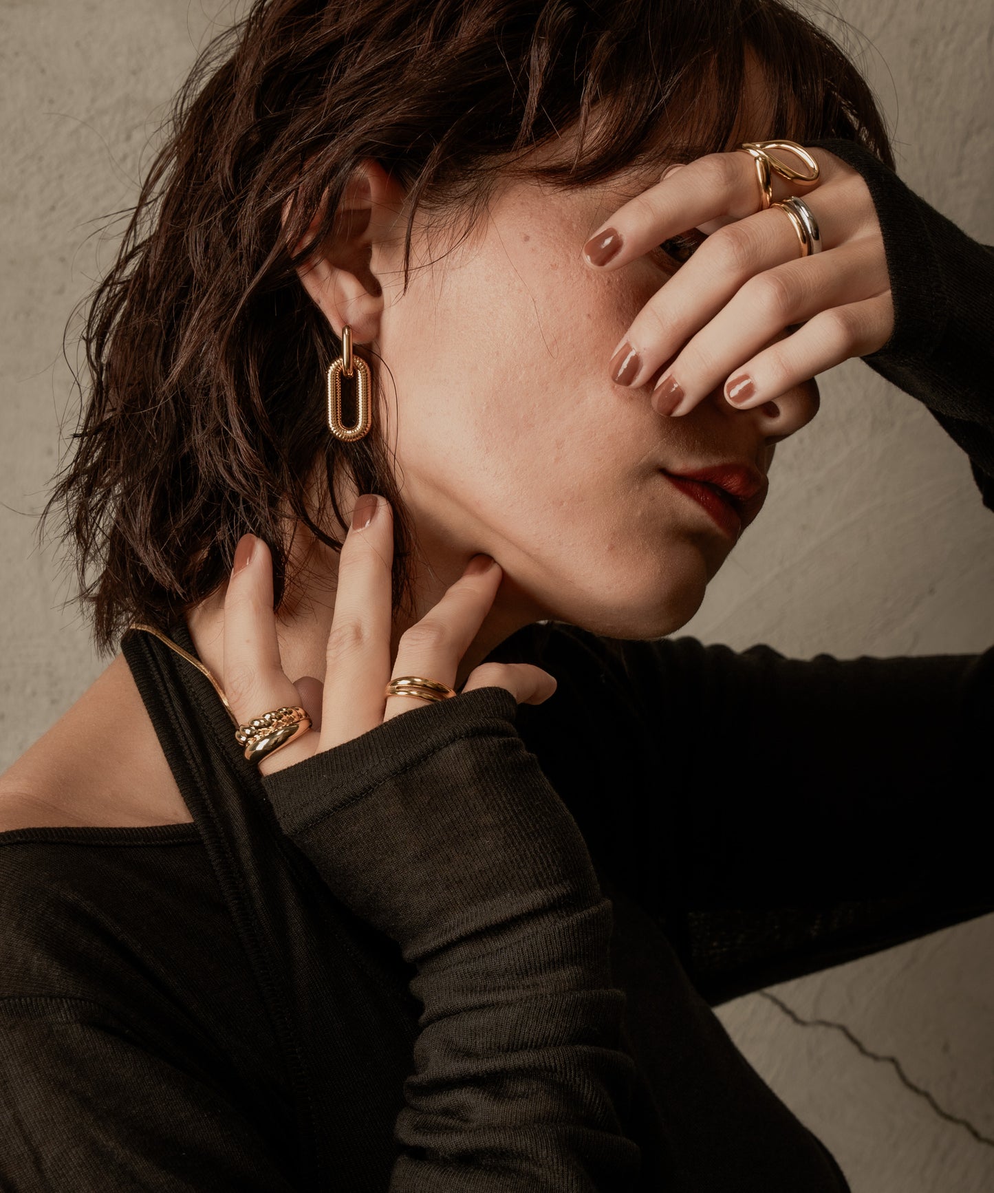 オーバルコイル風ピアス【Gold】