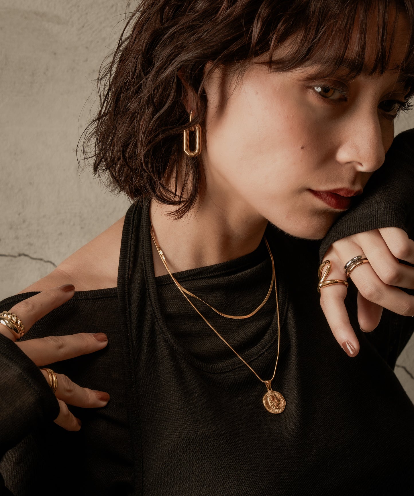 ディストーテッドコインネックレス【Gold】