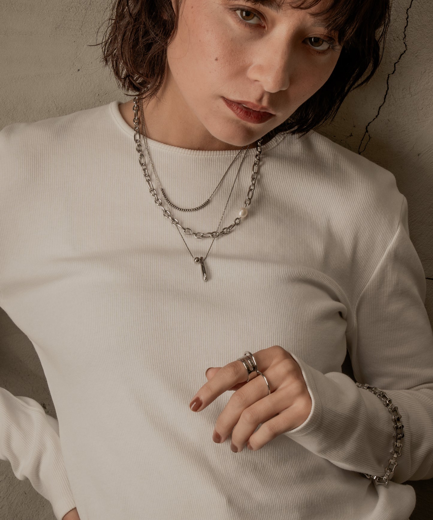 ボールスティックトップネックレス【Silver】