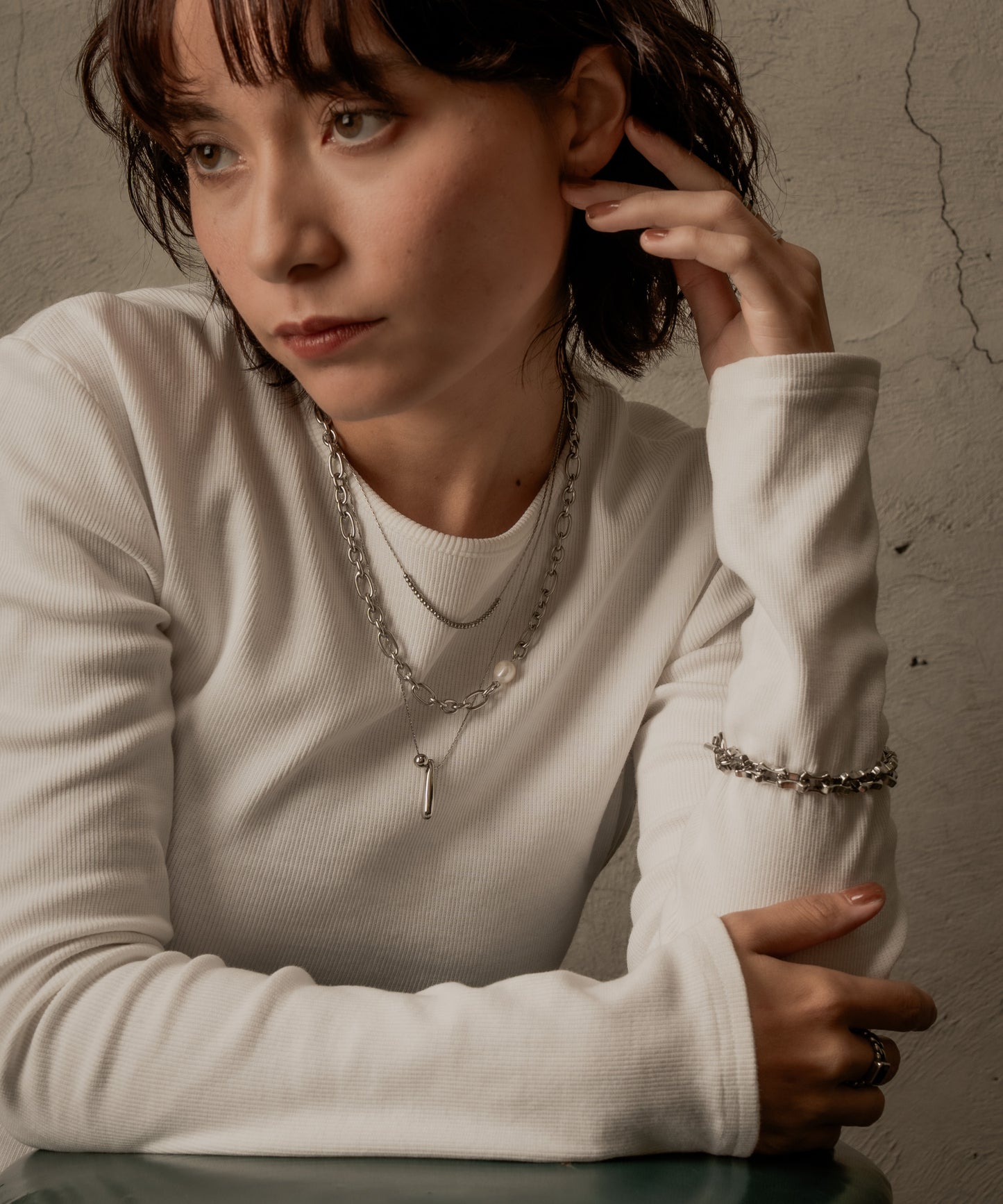 変形スクエアチェーンブレスレット【Silver】