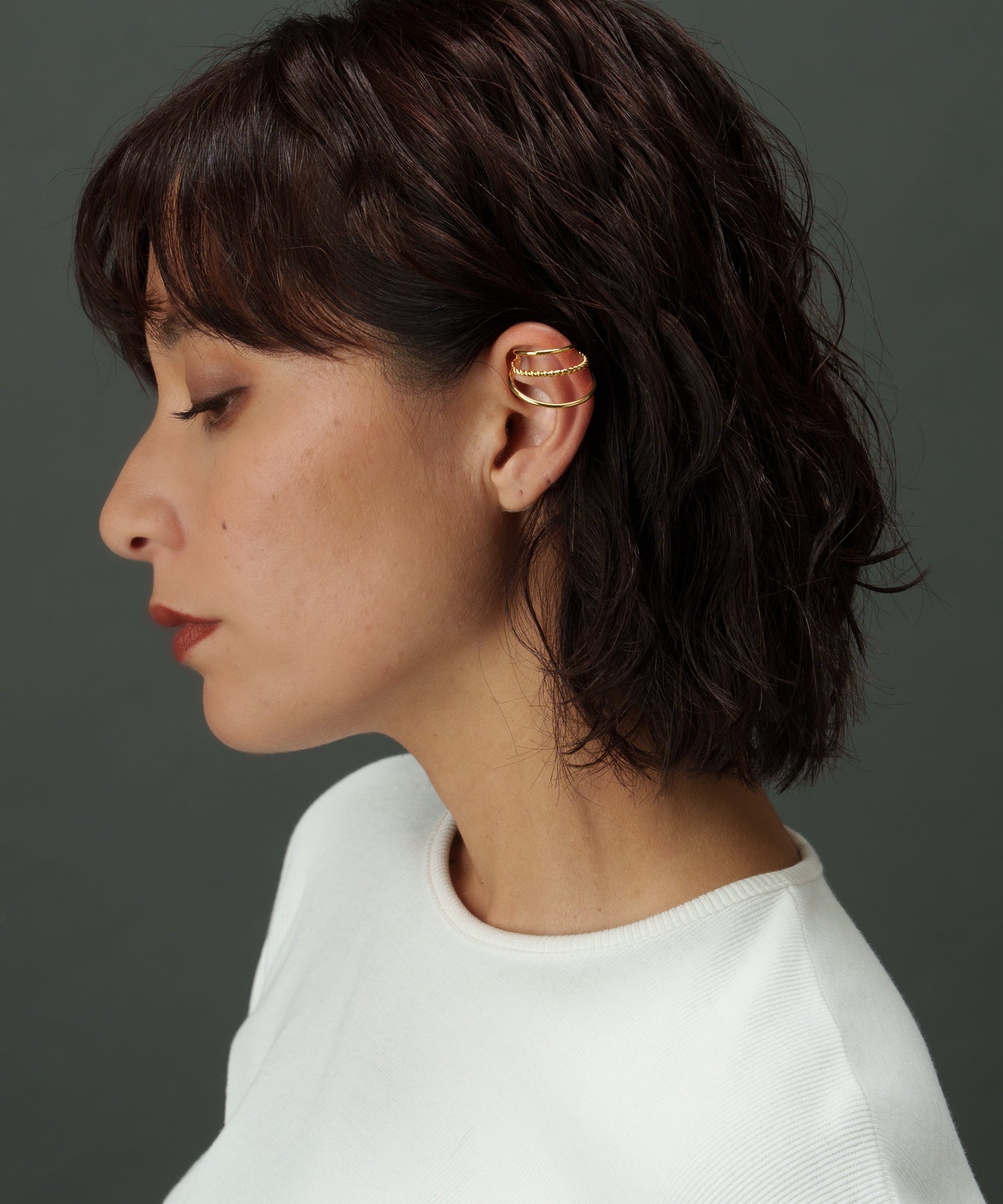 センターツイスト3連イヤーカフ（左用）【Gold】