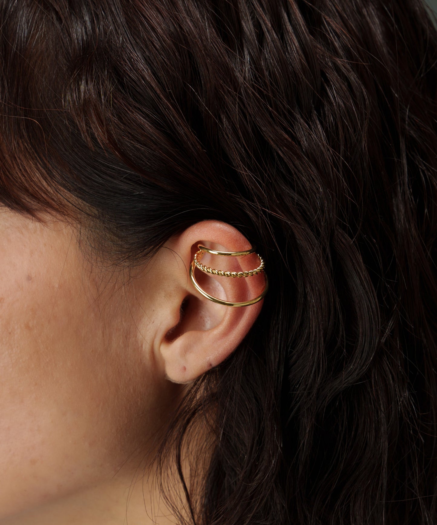 センターツイスト3連イヤーカフ（左用）【Gold】